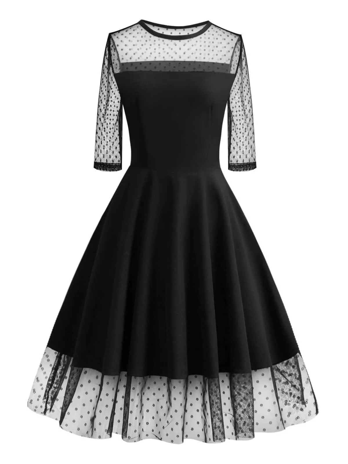 1950s Lace Mesh Patchwork Dress