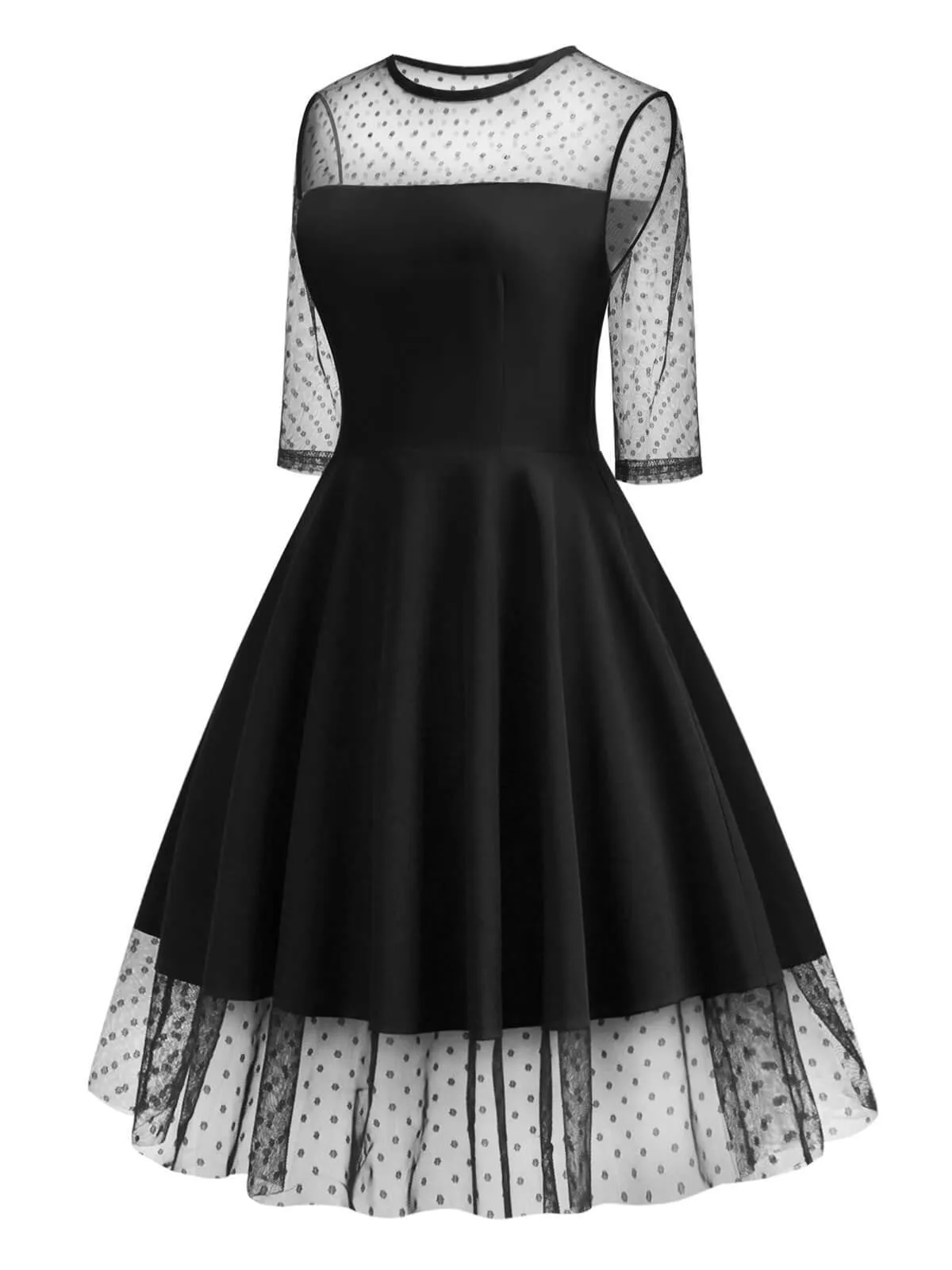 1950s Lace Mesh Patchwork Dress