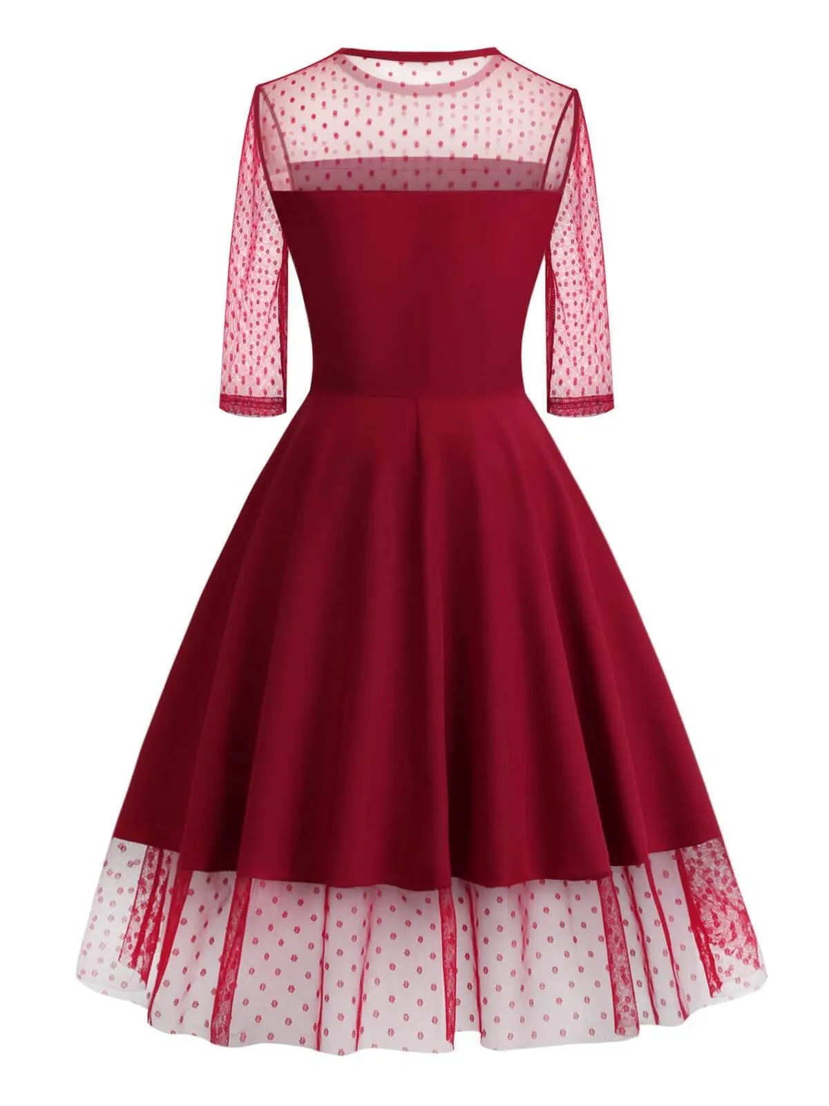1950s Lace Mesh Patchwork Dress