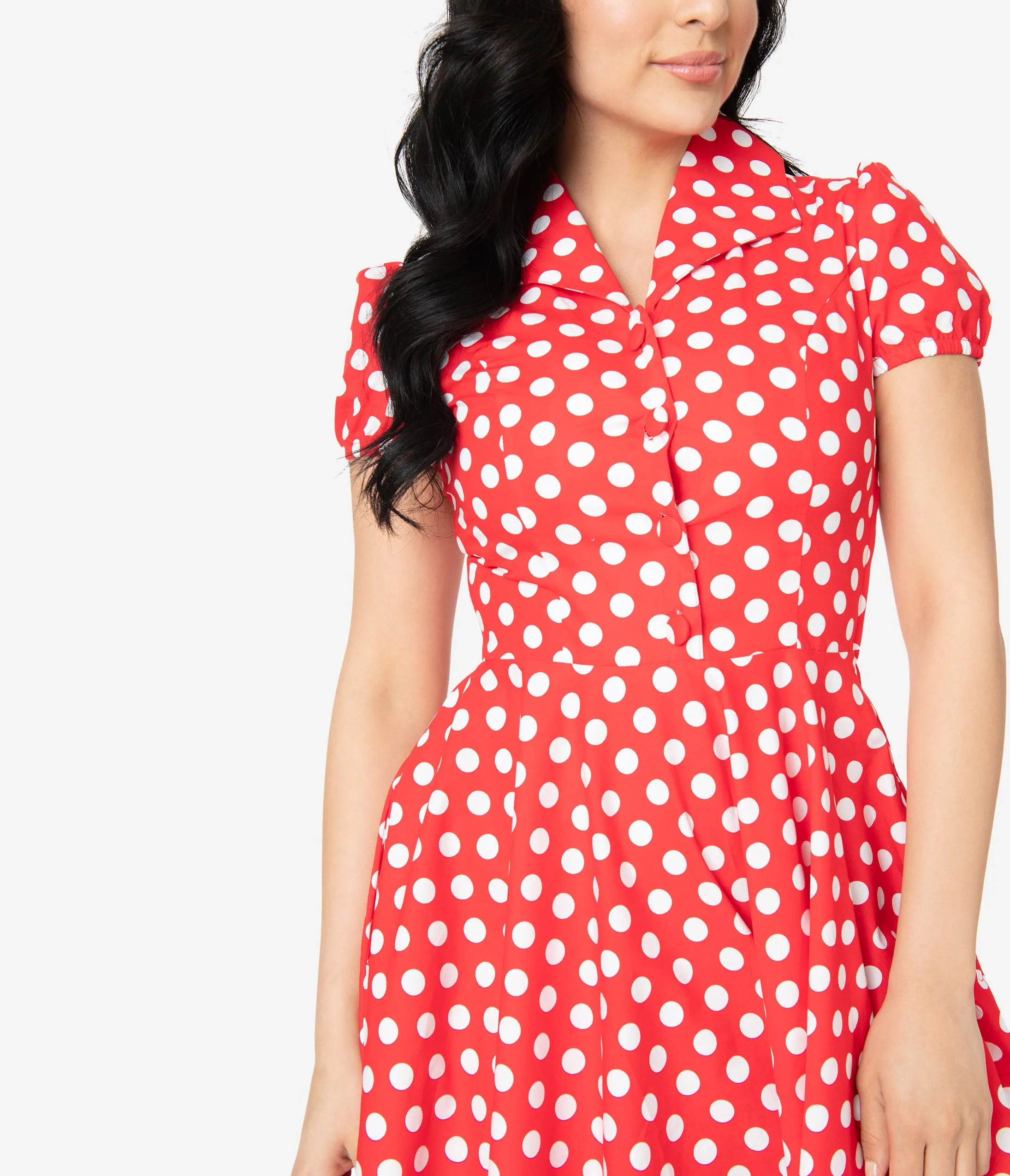 1950s Style Red & White Polka Dot Mona Swing Dress