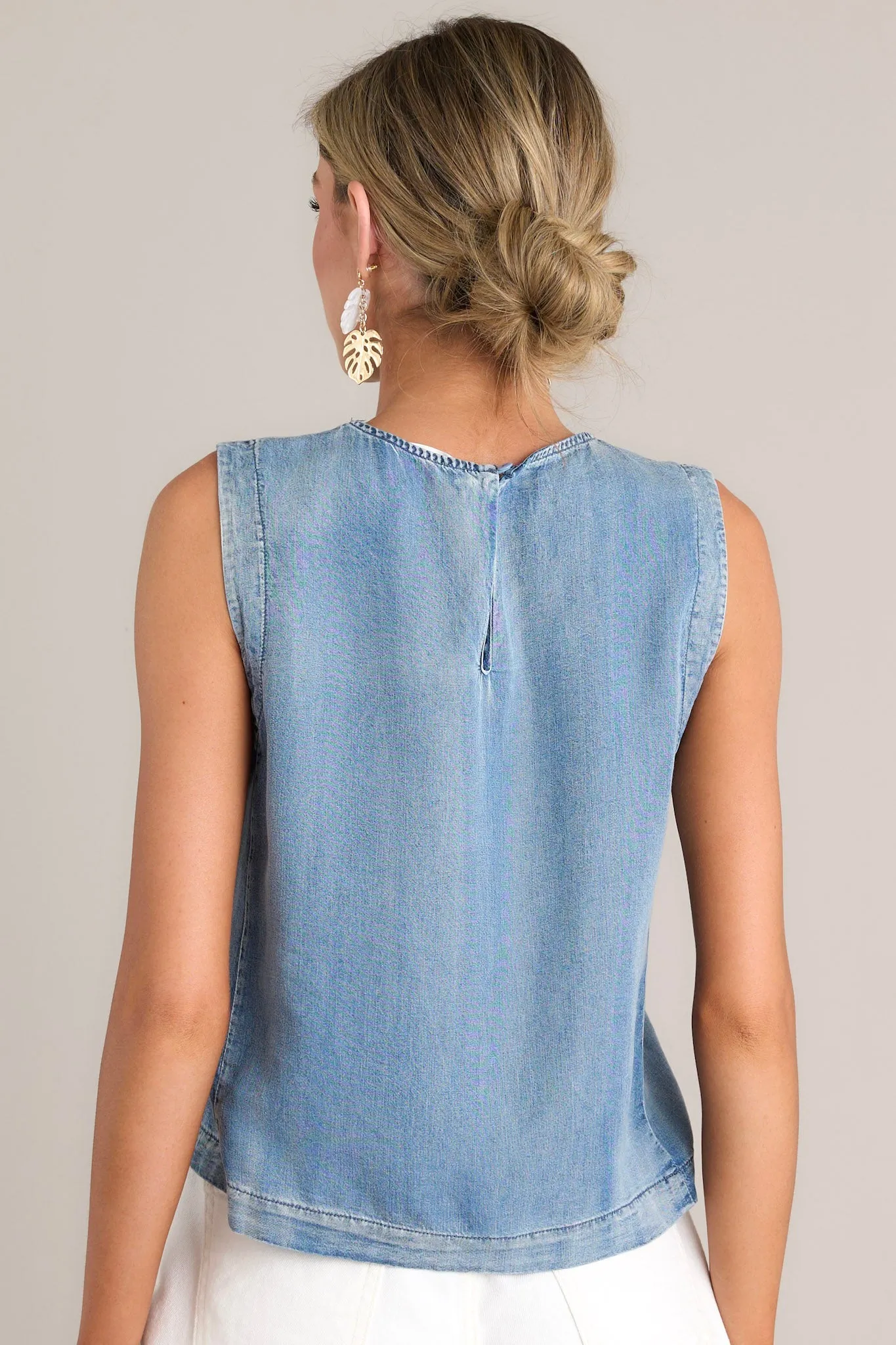 A Breezy Basic Light Chambray Tank Top