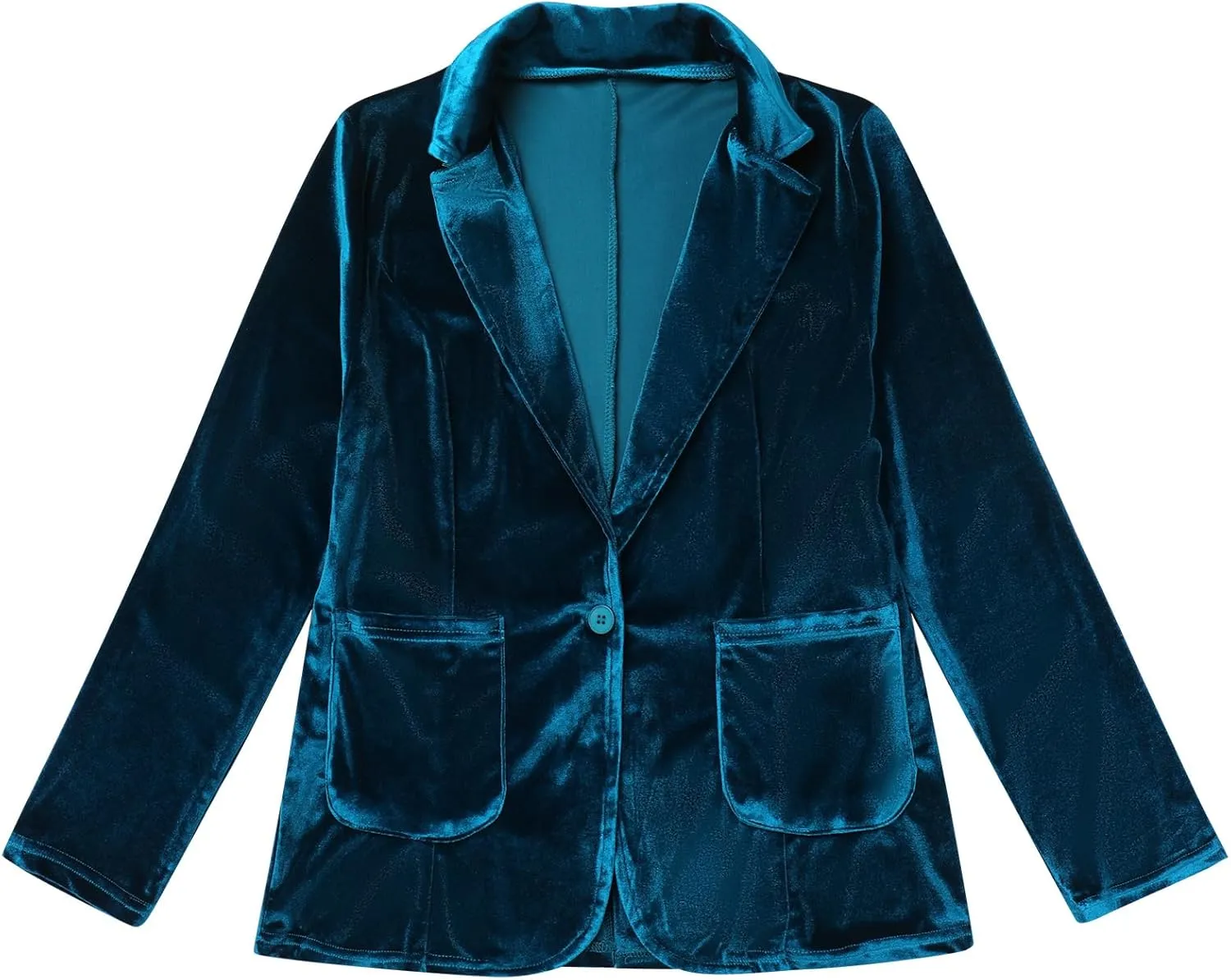ABAFIP Women Velvet Blazers Casual Suit Cardigan Jacket Shawl Collar Short Blazer Outwear with Pockets