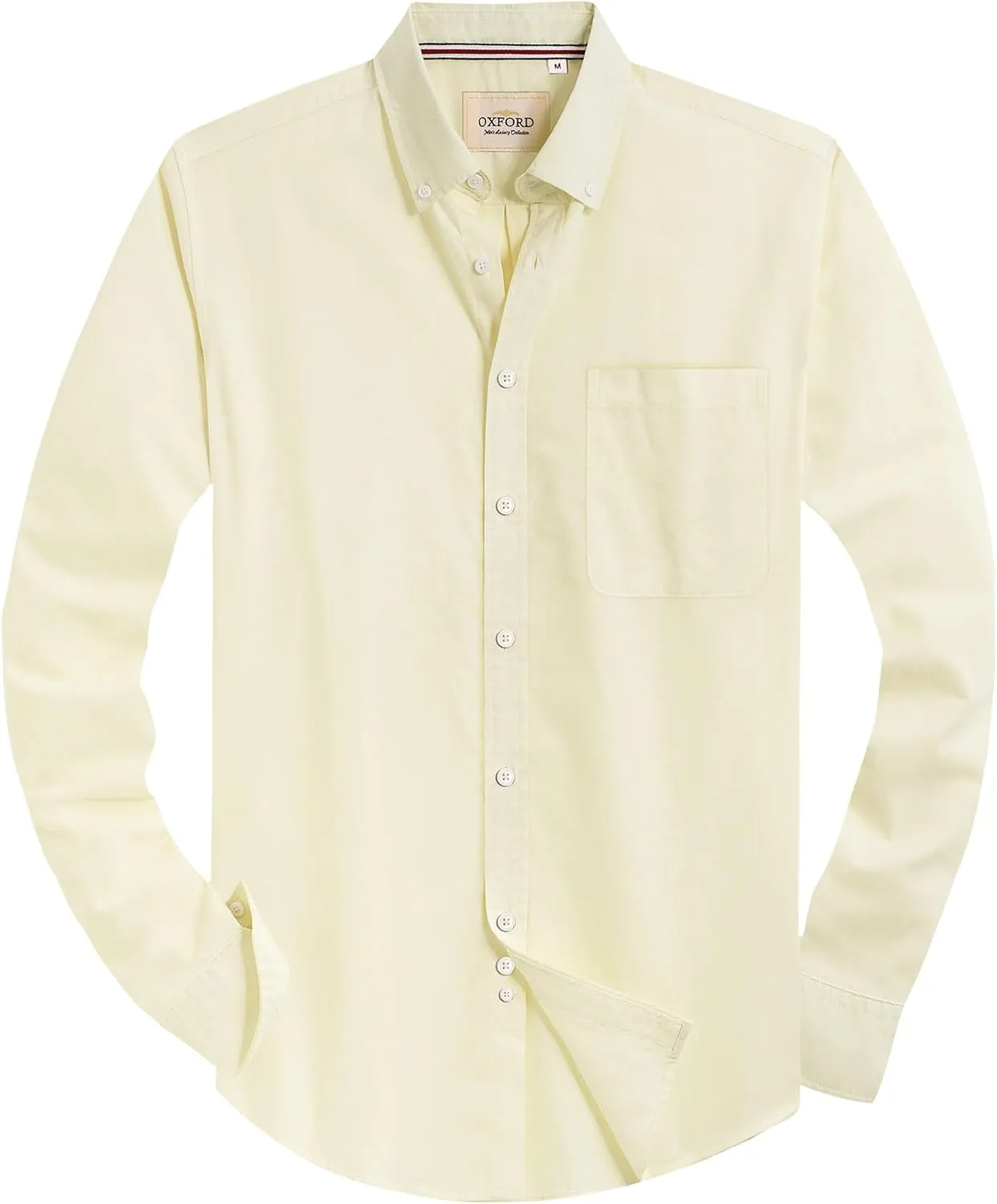 Alimens & Gentle Mens Solid Oxford Shirt Long Sleeve Dress Shirt Work Casual Button Down Shirts with Pocket
