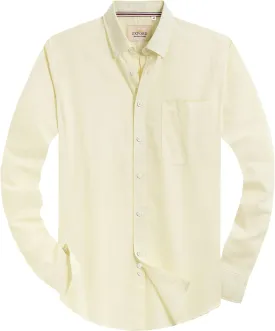 Alimens & Gentle Mens Solid Oxford Shirt Long Sleeve Dress Shirt Work Casual Button Down Shirts with Pocket