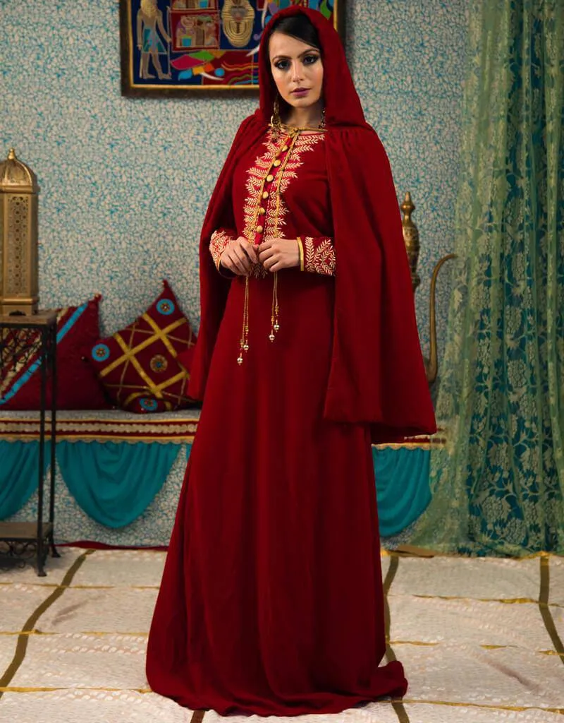 Aline Abaya Style With Neck Work