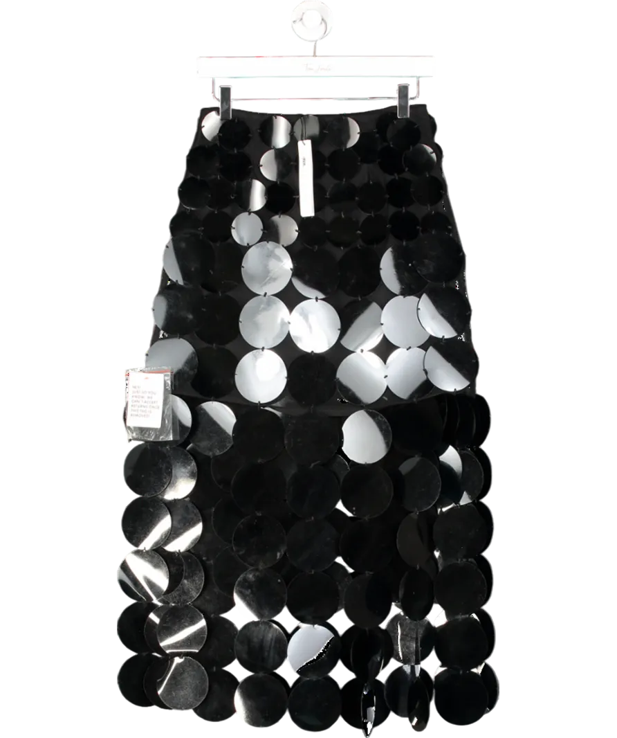 ASOS Black Oversized Sequin Fringed Midi Skirt UK 8