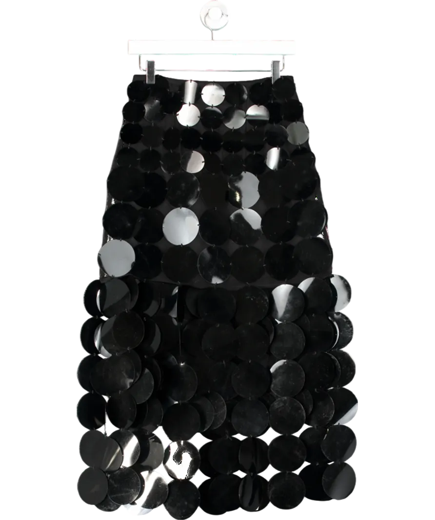 ASOS Black Oversized Sequin Fringed Midi Skirt UK 8