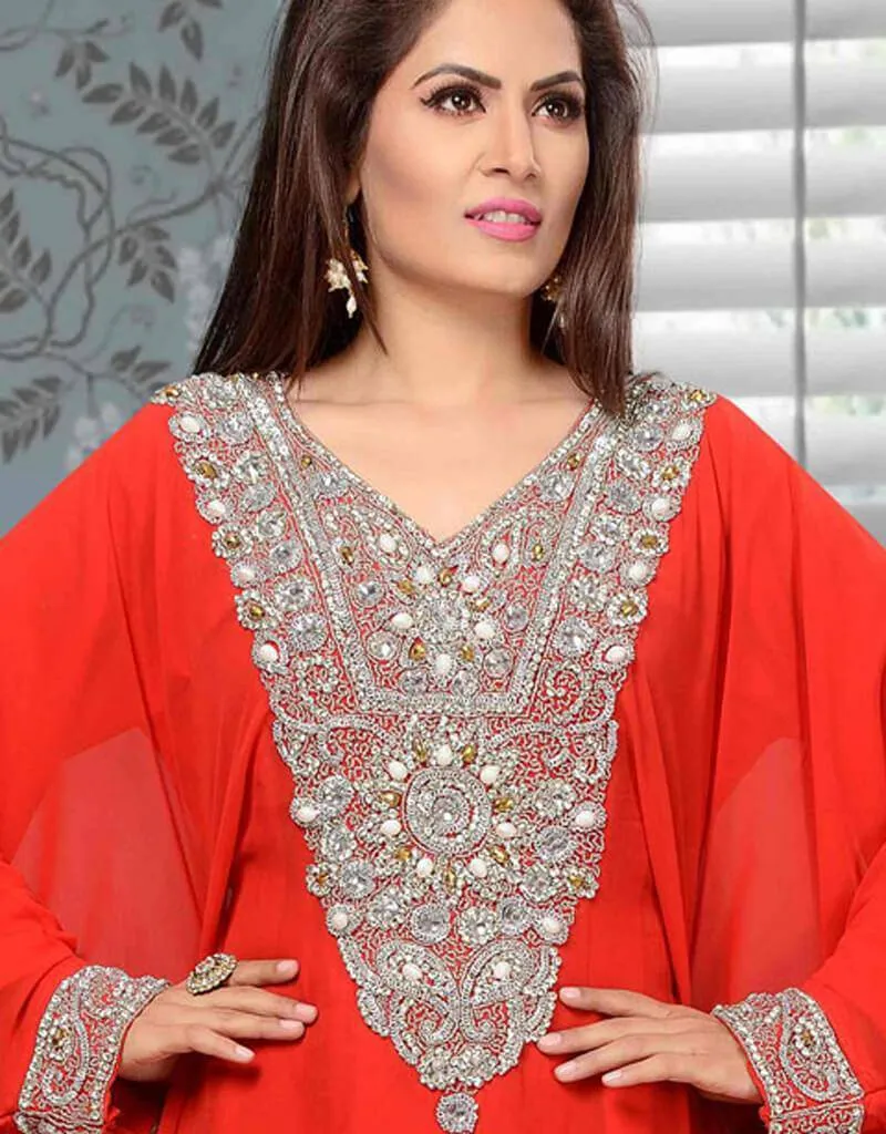 Betwing style kaftan With silver hand Embroidery