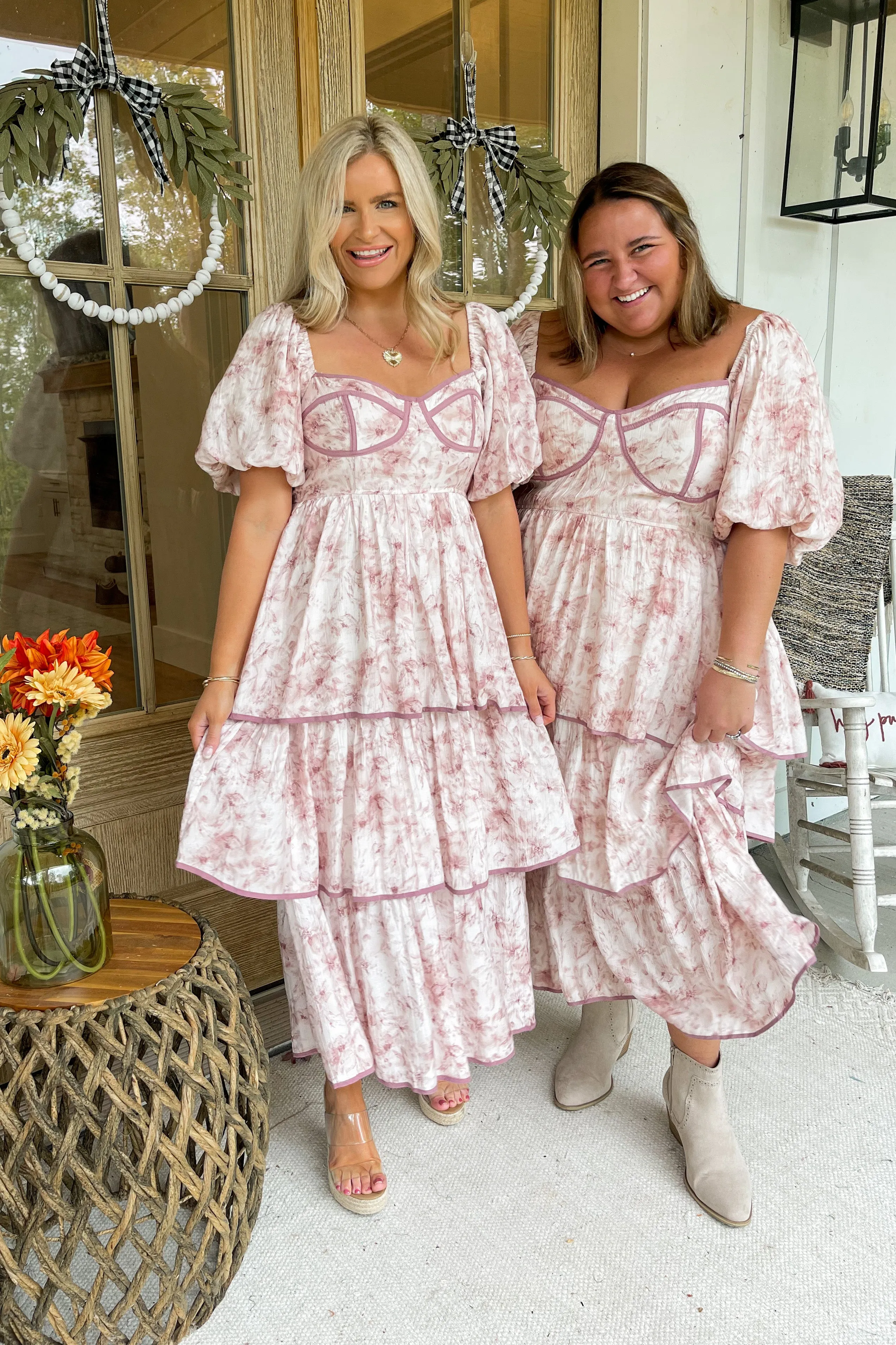 Beverly Floral Print Bubble Sleeve Maxi Dress  *FINAL SALE*