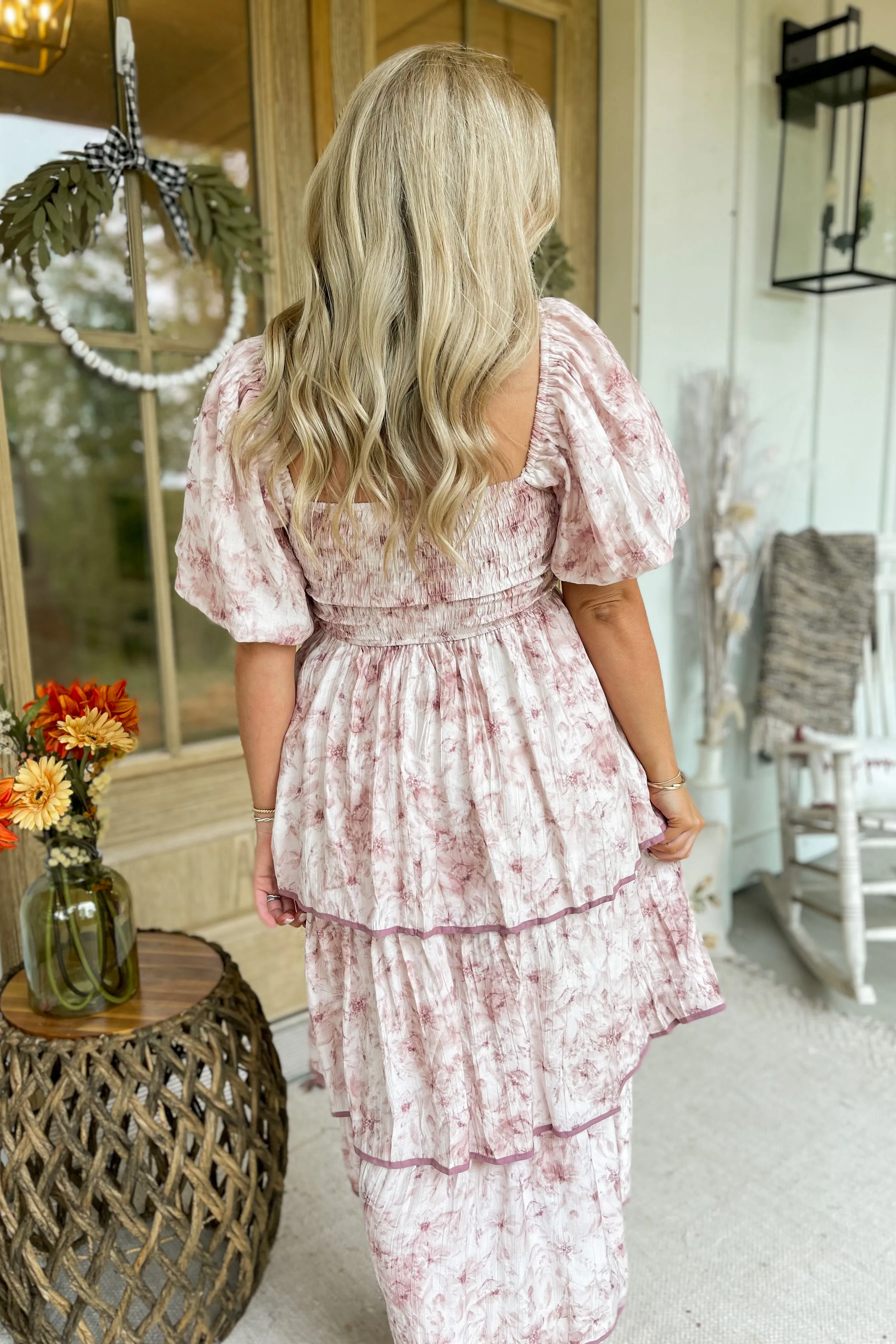 Beverly Floral Print Bubble Sleeve Maxi Dress  *FINAL SALE*