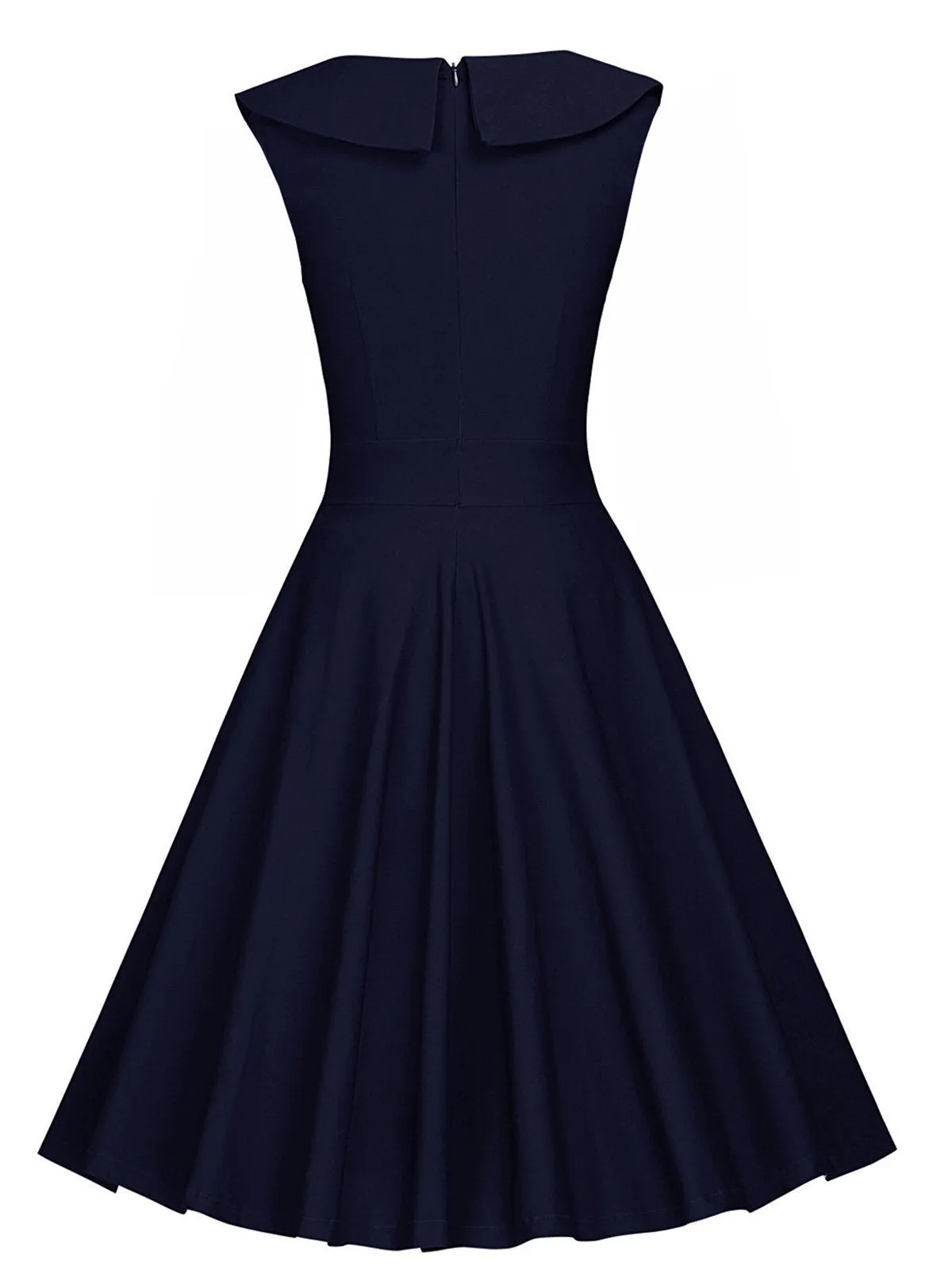 Blue 1950s Polka Dot Patchwork Swing Dress