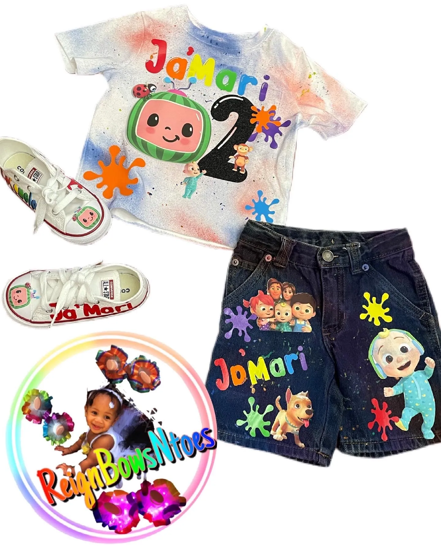 Boys custom cocomelon denim set