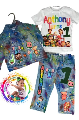 Boys custom cocomelon denim set