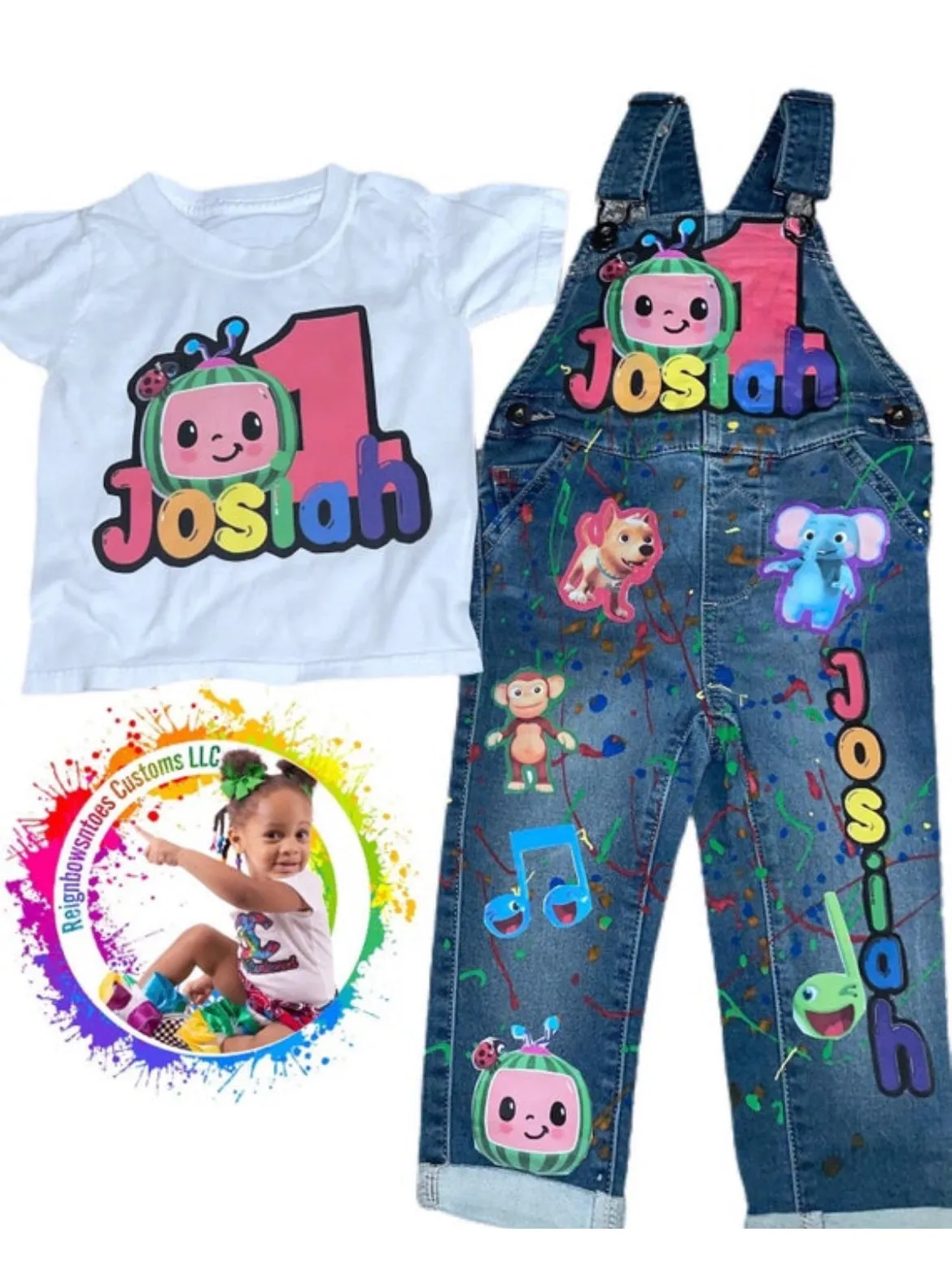 Boys custom cocomelon denim set
