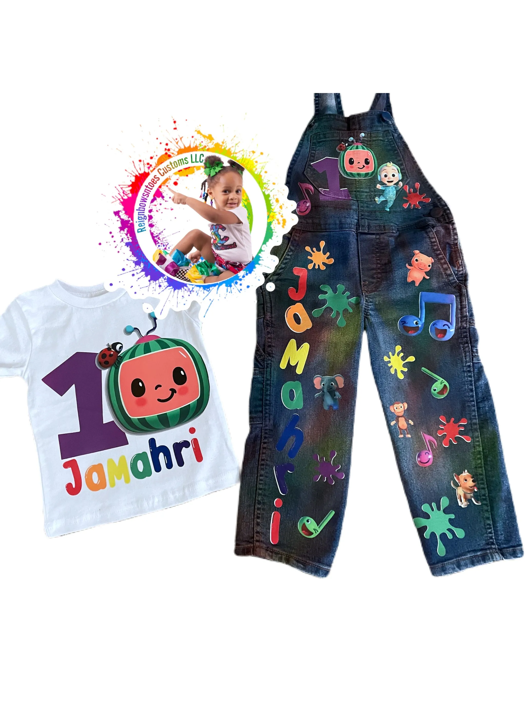 Boys custom cocomelon denim set