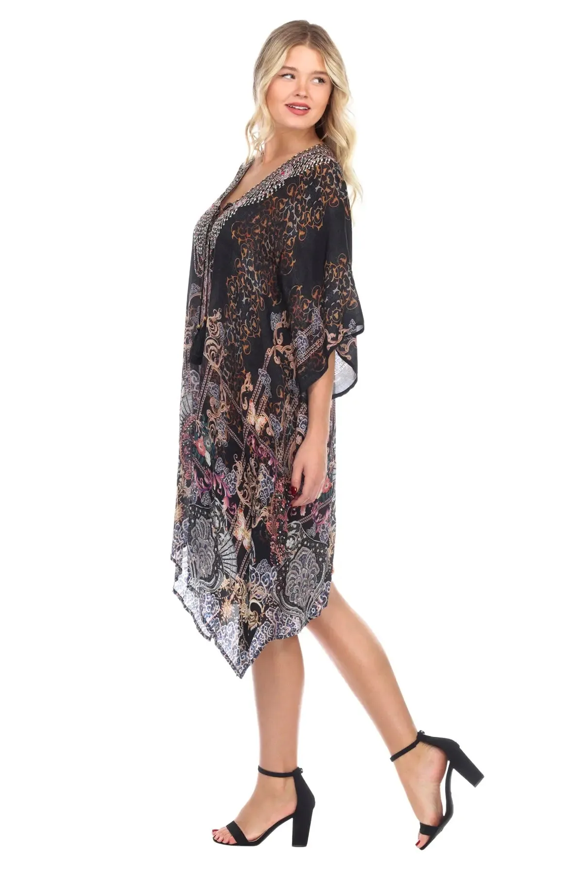 Caftan Light weight Lounger Dress | Laid Back Printed Kaftan Dress Coastal Resort Style Bathing Suit Bikini Swimsuit Cover Up