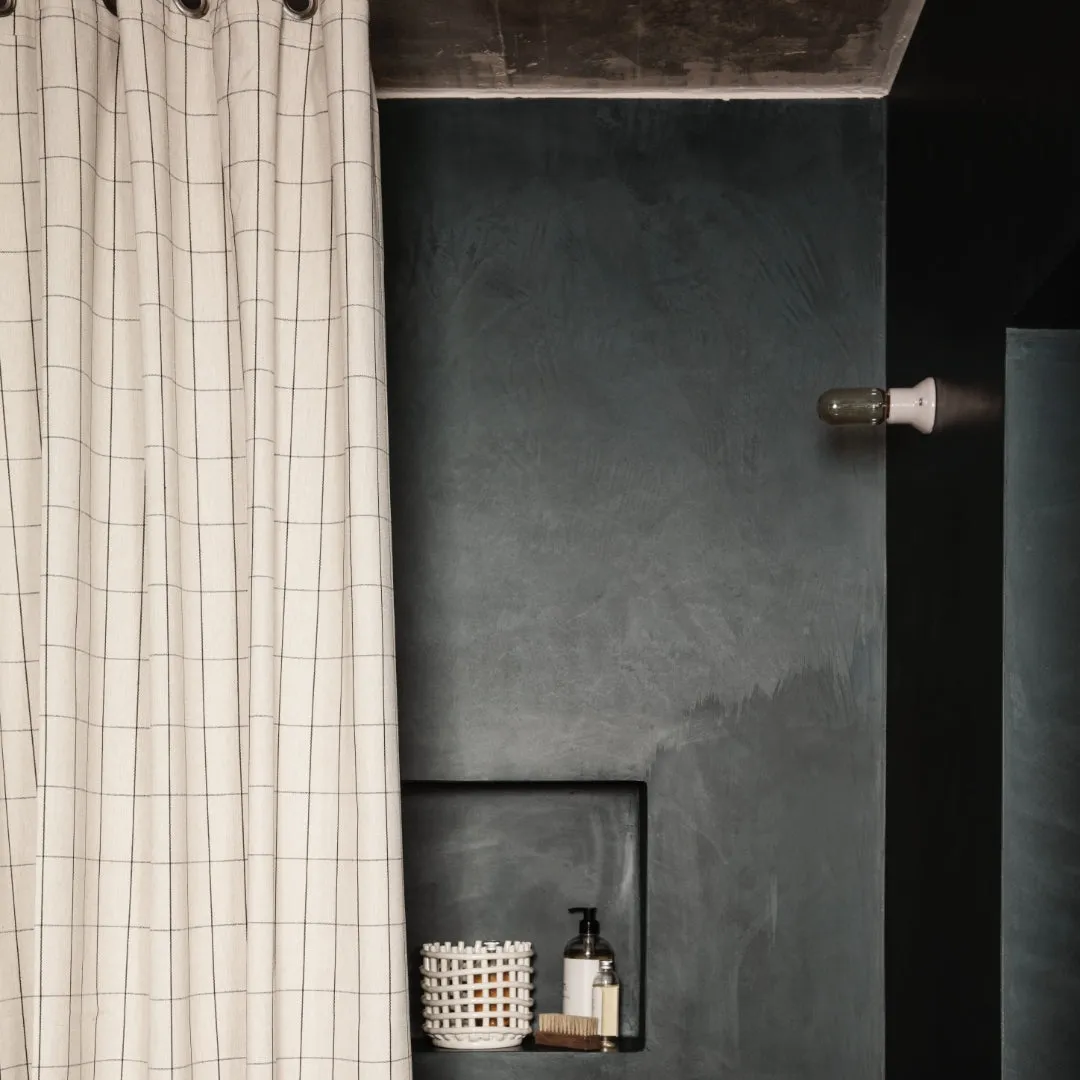 Chambray Shower Curtain Grid Sand
