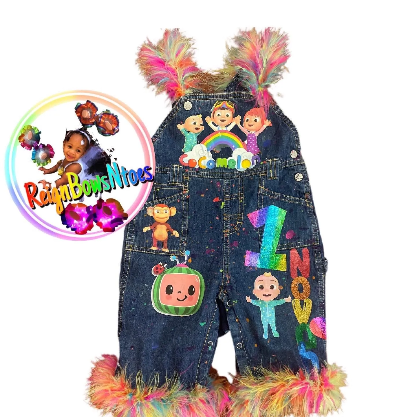 Cocomelon birthday themed overalls