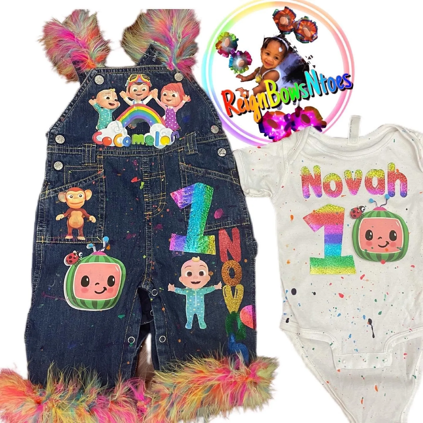 Cocomelon birthday themed overalls