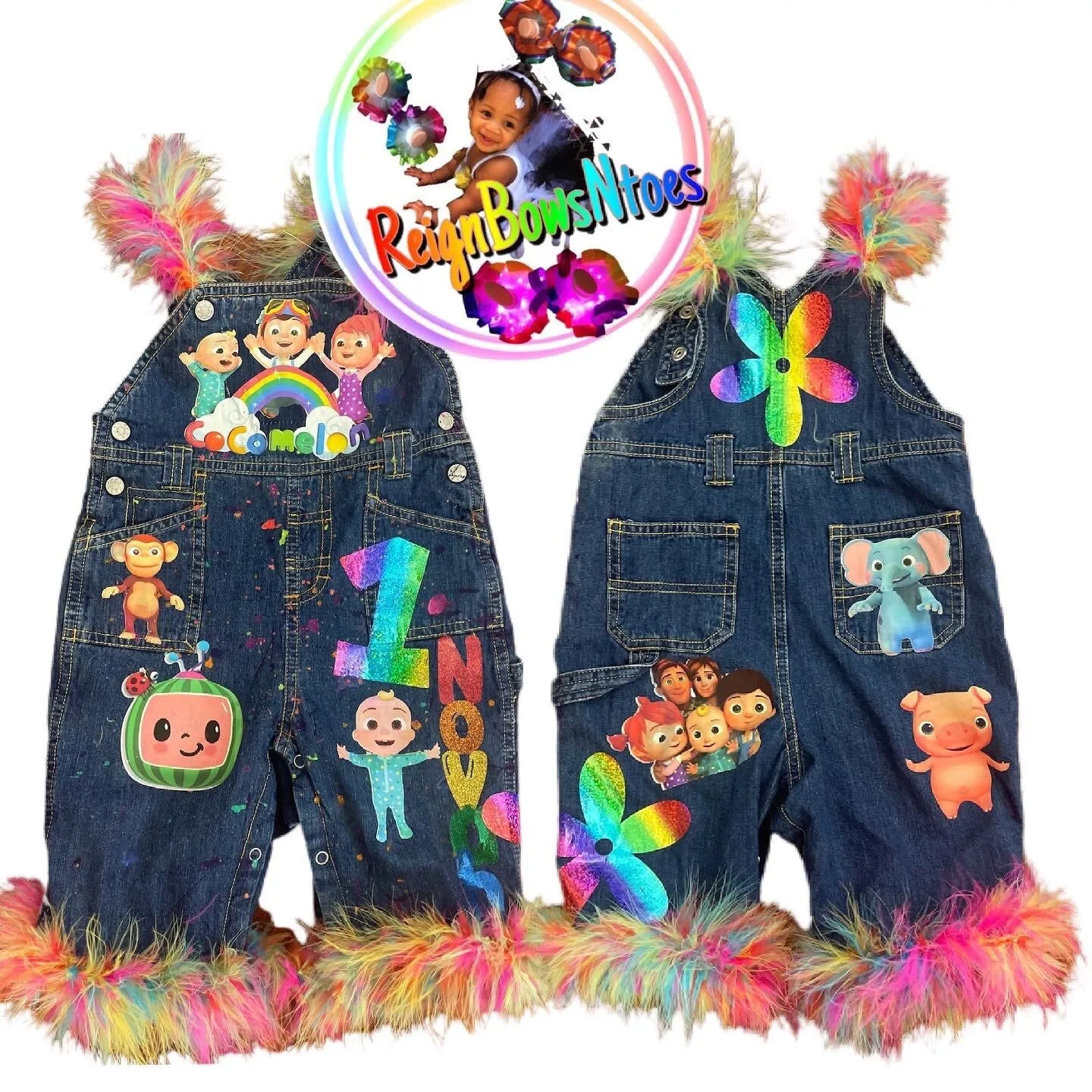 Cocomelon birthday themed overalls
