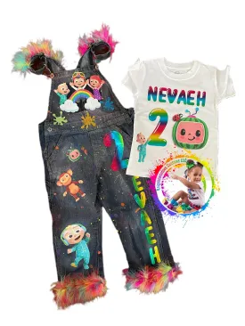 Cocomelon birthday themed overalls