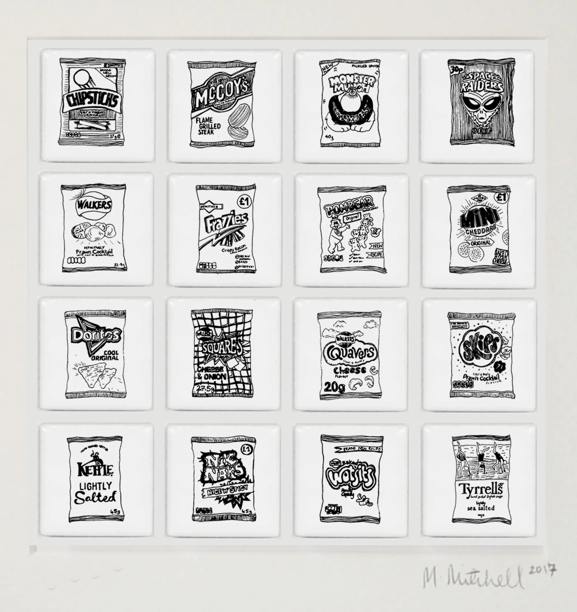 Crisp packets illustrated wall art - Large