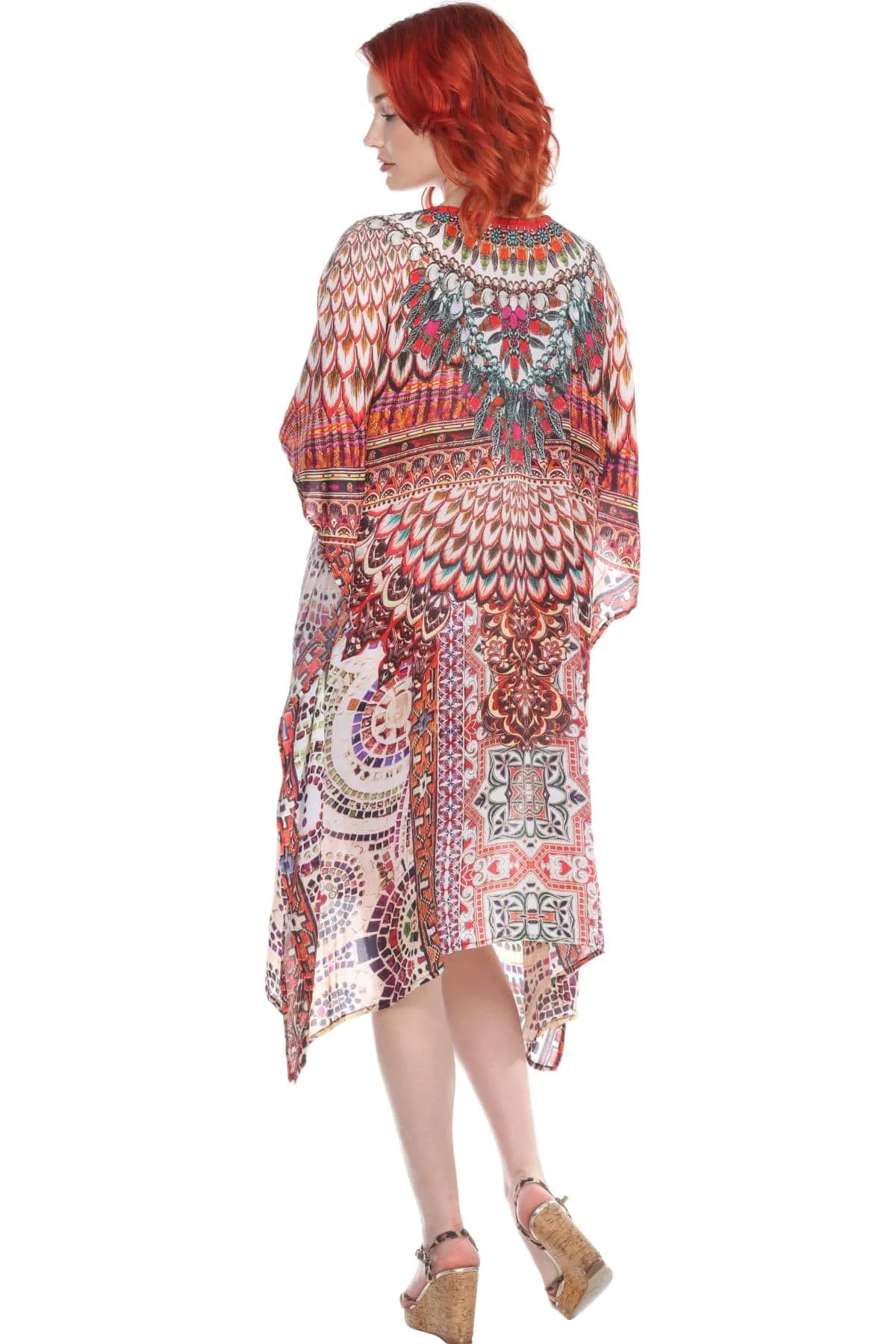 Designer Women's Beach Kaftan Dress in Viscose Silk