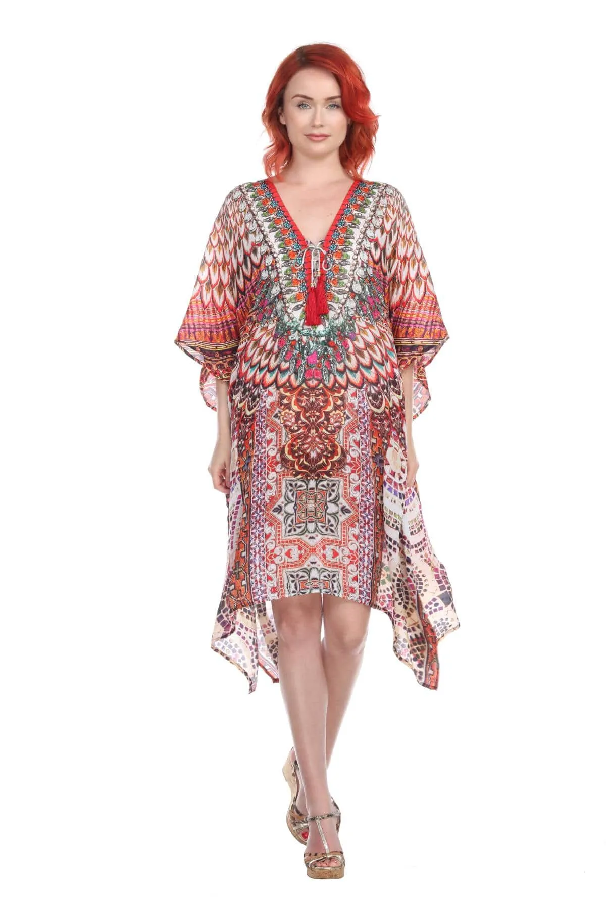 Designer Women's Beach Kaftan Dress in Viscose Silk