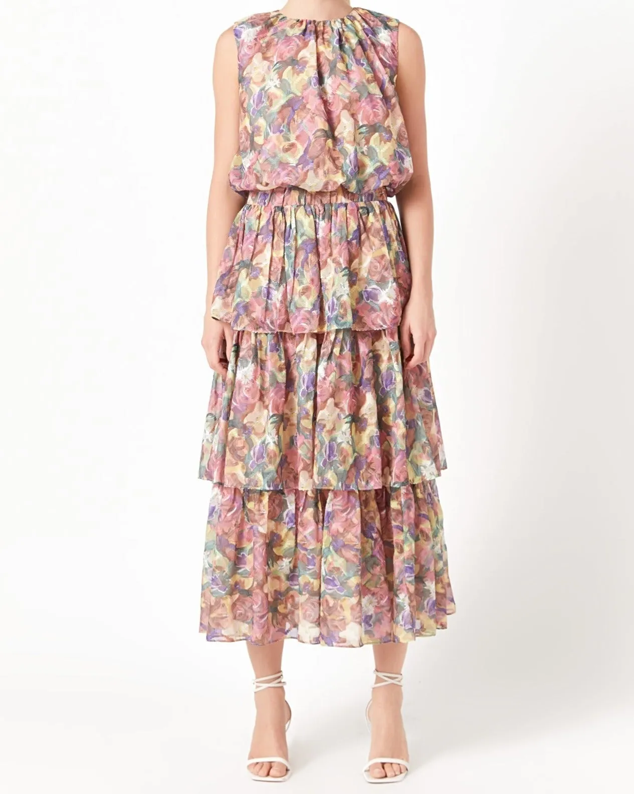 FLORAL TIERED MAXI SKIRT