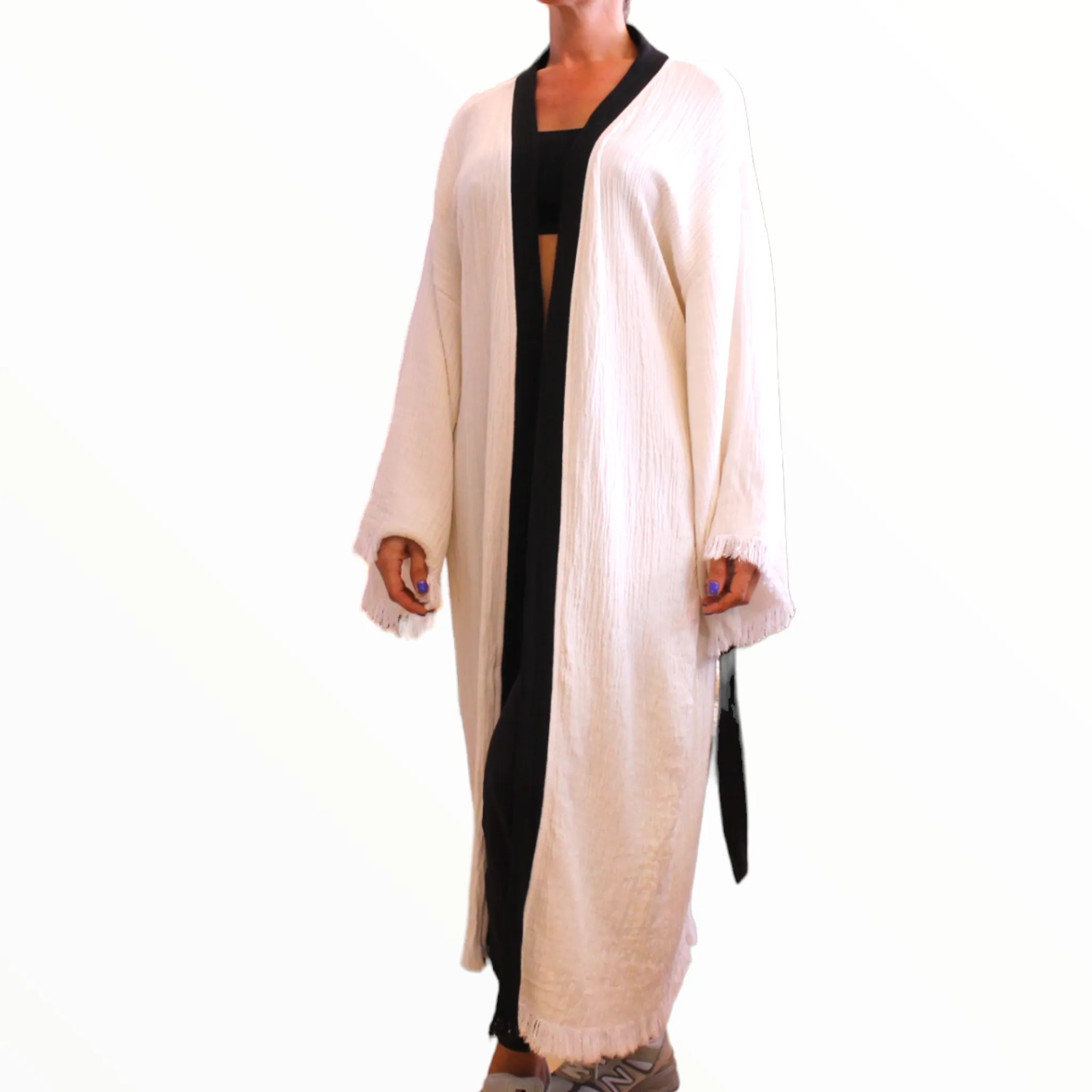 Hand-Made Block Print Leopard Kimono Robe Kaftan