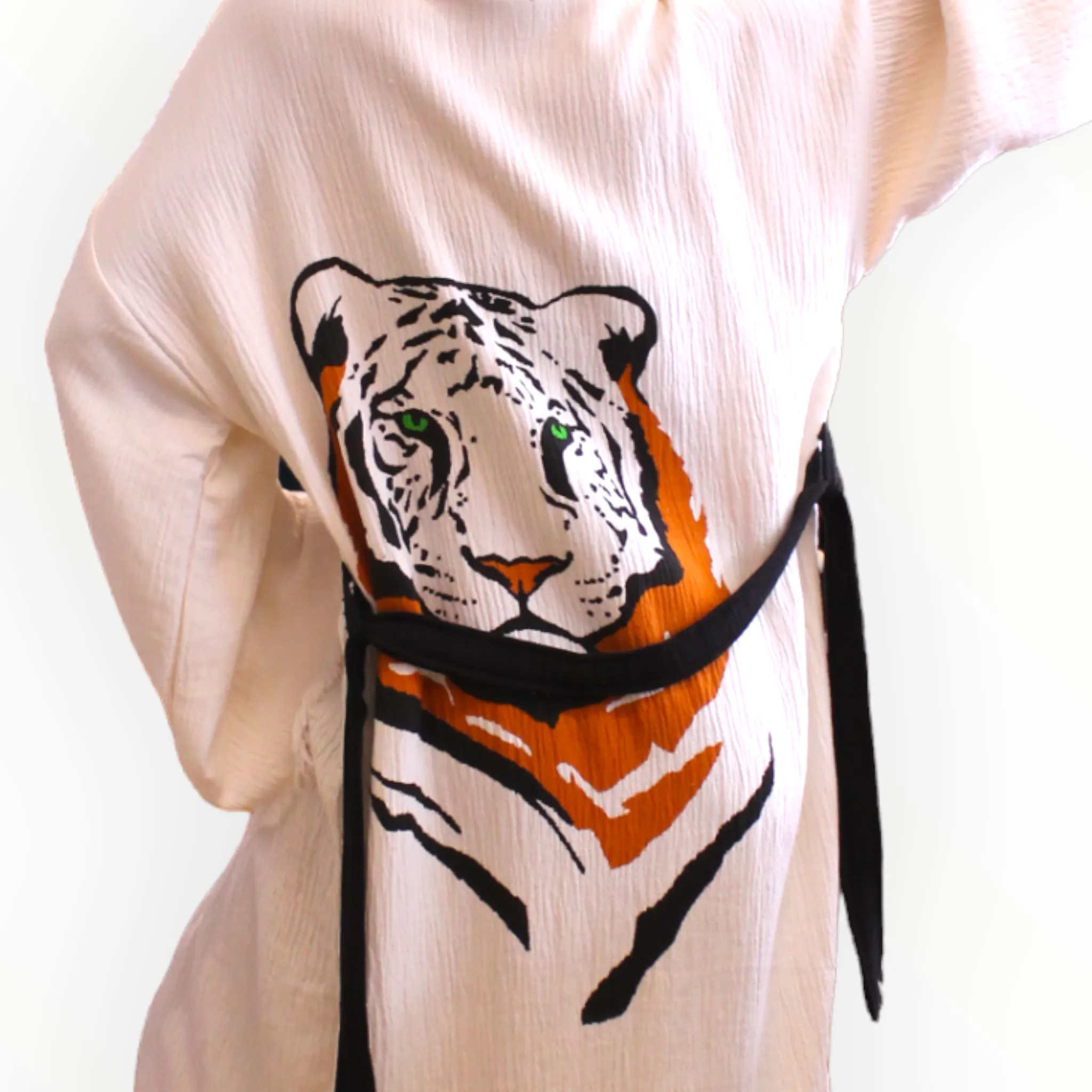 Hand-Made Block Print Leopard Kimono Robe Kaftan