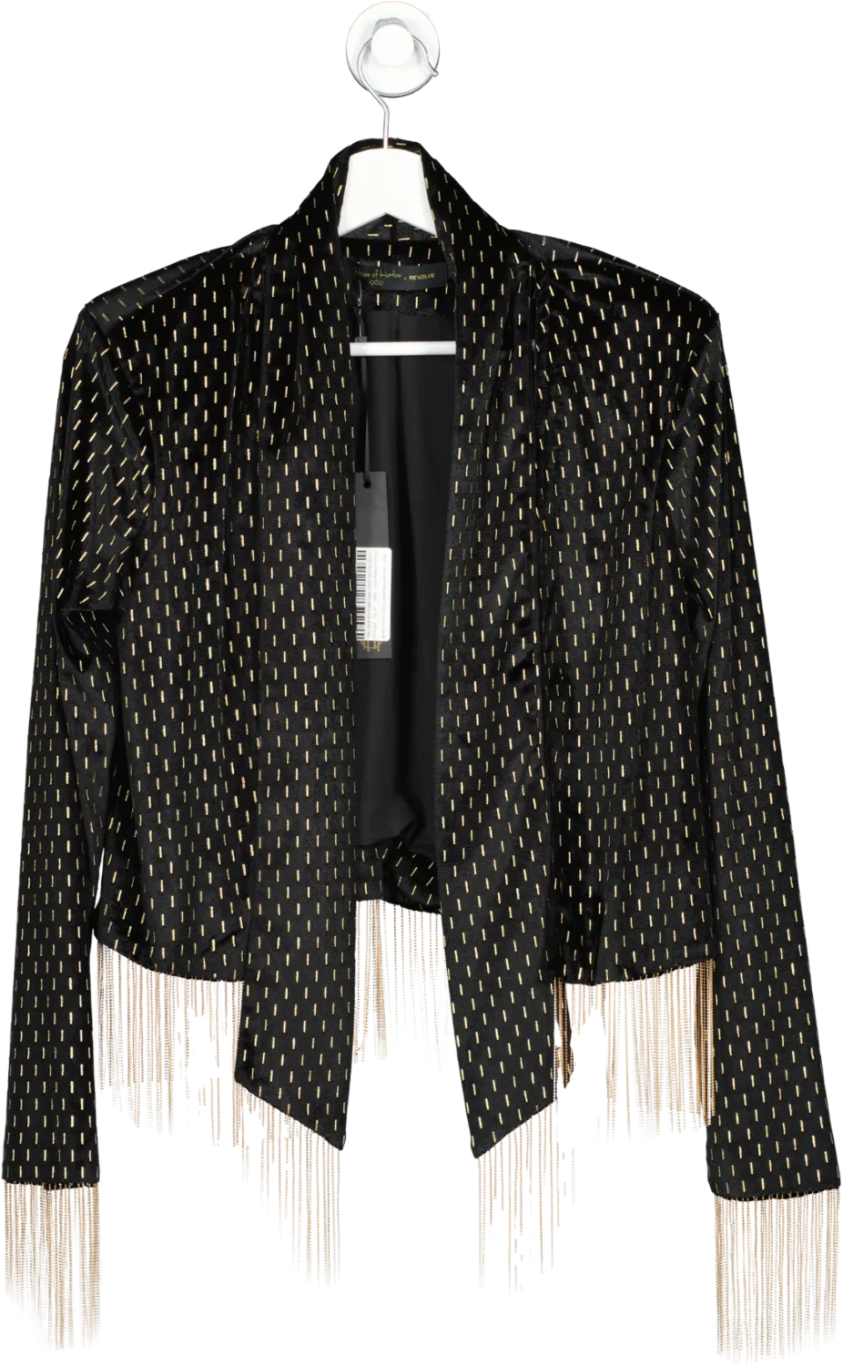 House of Harlow 1960 Black / Gold Velvet Beaded Fringed Cantina Jacket UK XS