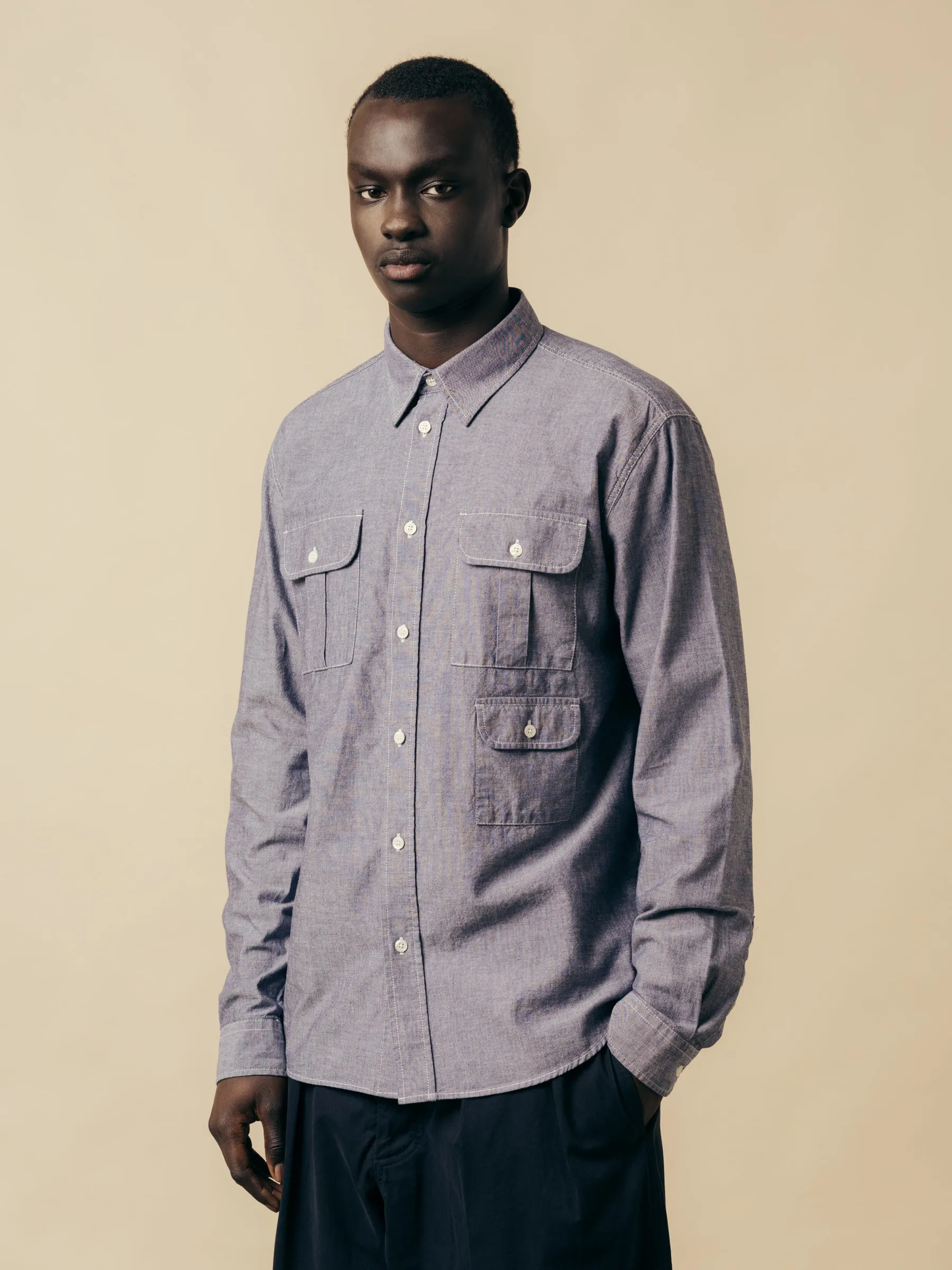 Kinnaird Shirt In Chambray Organic Cotton