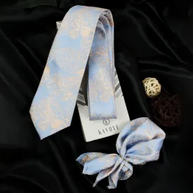 Kovove Blue Polka Dot Necktie and Pocket Square Gift Box
