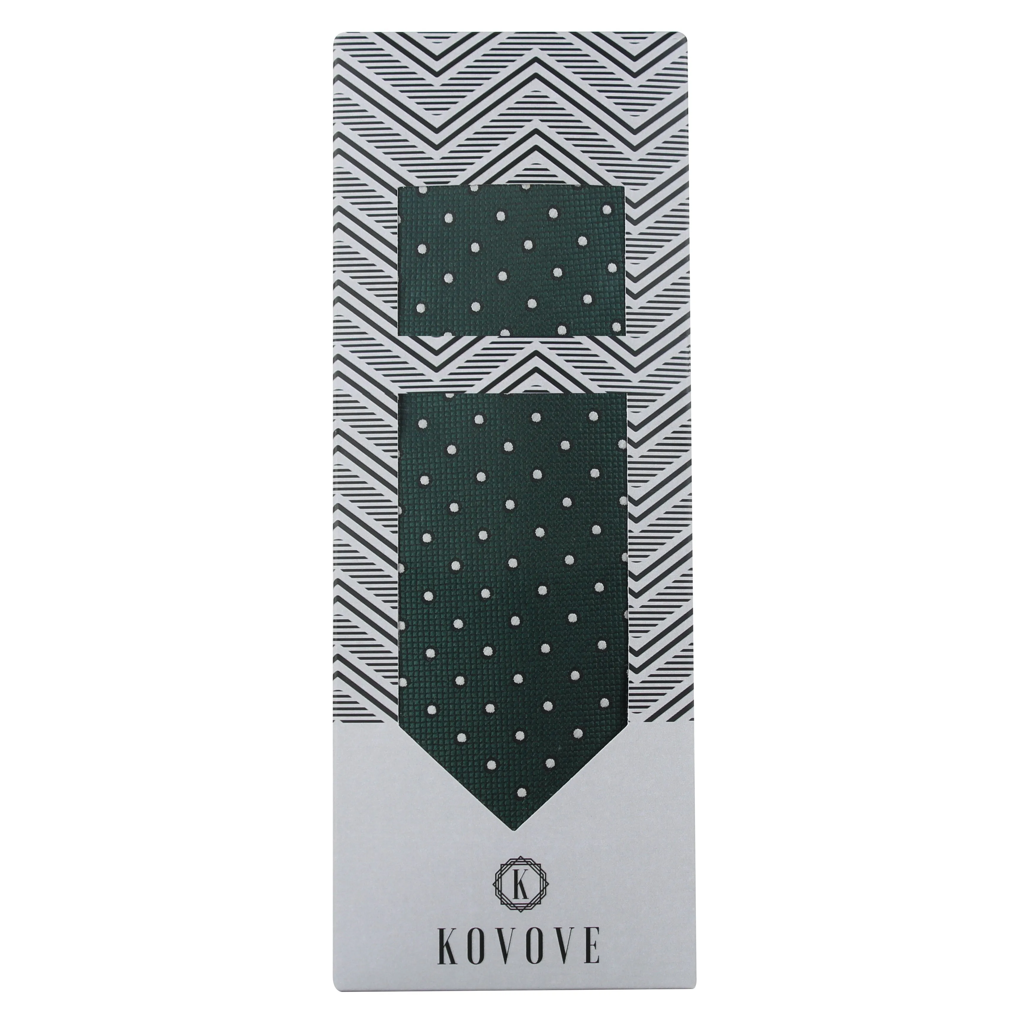 Kovove The Enchanting Polka Dot Green Necktie and Pocket Square Gift Box