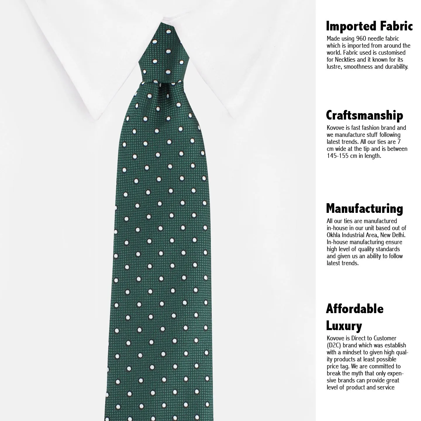 Kovove The Enchanting Polka Dot Green Necktie and Pocket Square Gift Box