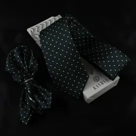 Kovove The Enchanting Polka Dot Green Necktie and Pocket Square Gift Box