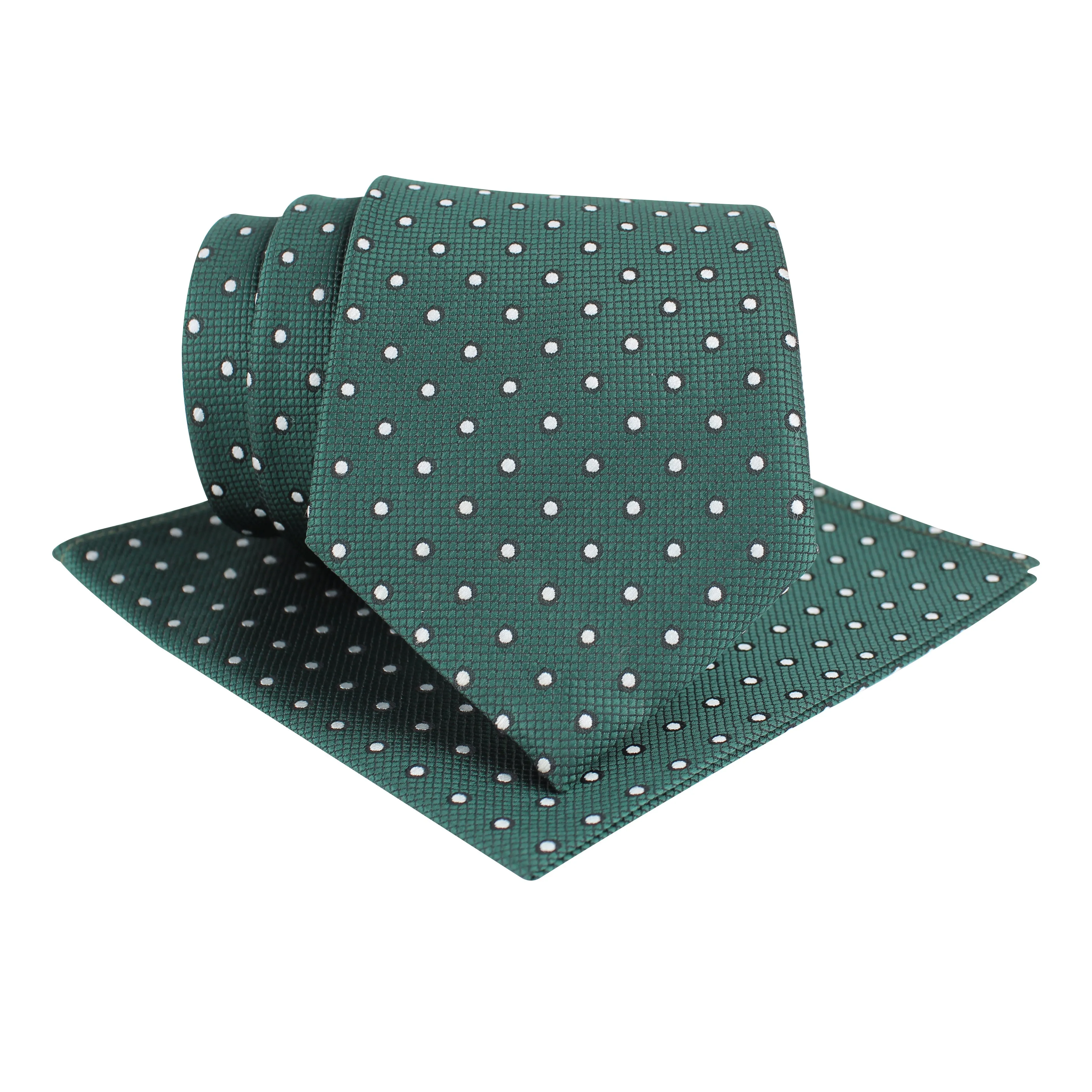 Kovove The Enchanting Polka Dot Green Necktie and Pocket Square Gift Box