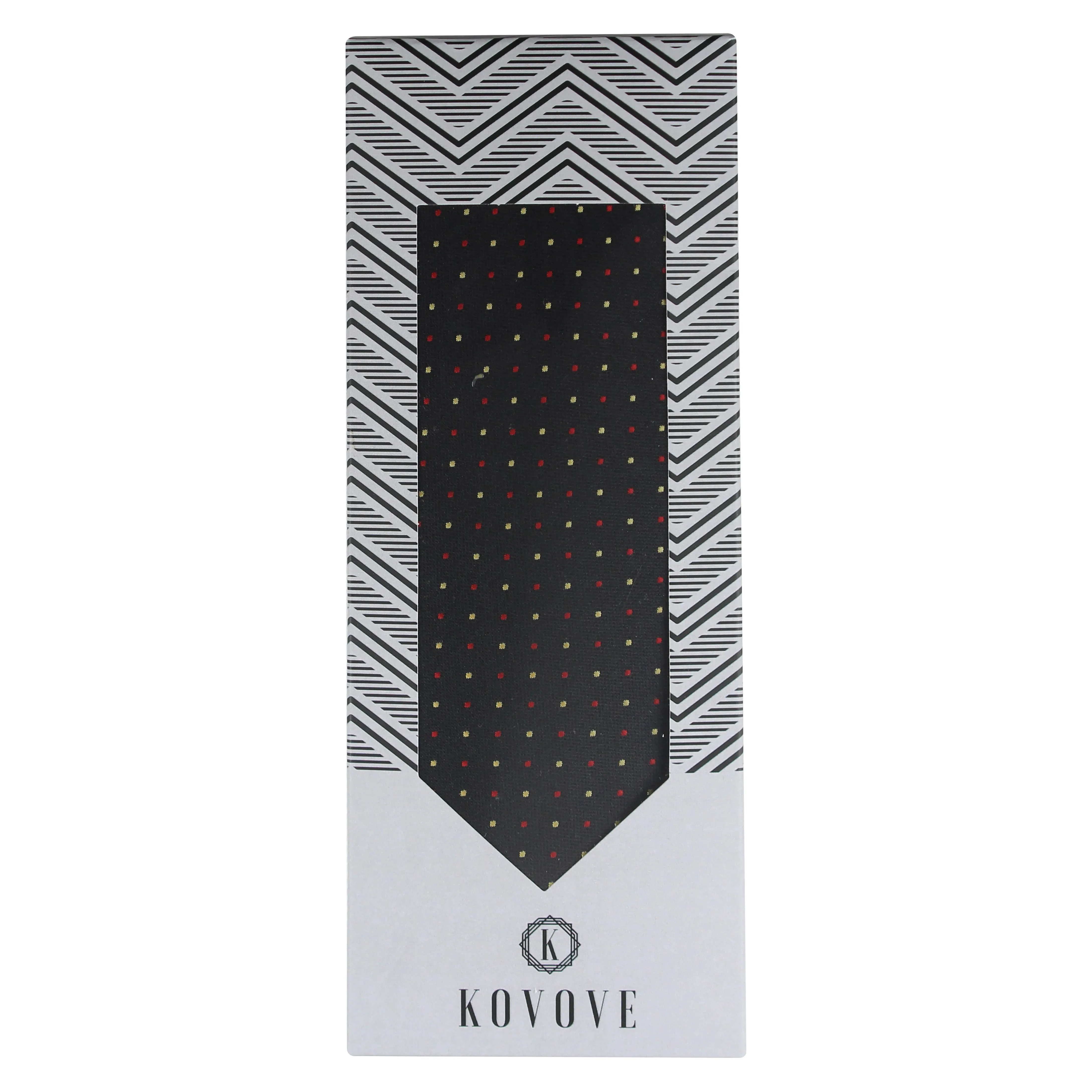 Kovove The Refreshing Twin Polka Dot  Black Necktie For Men