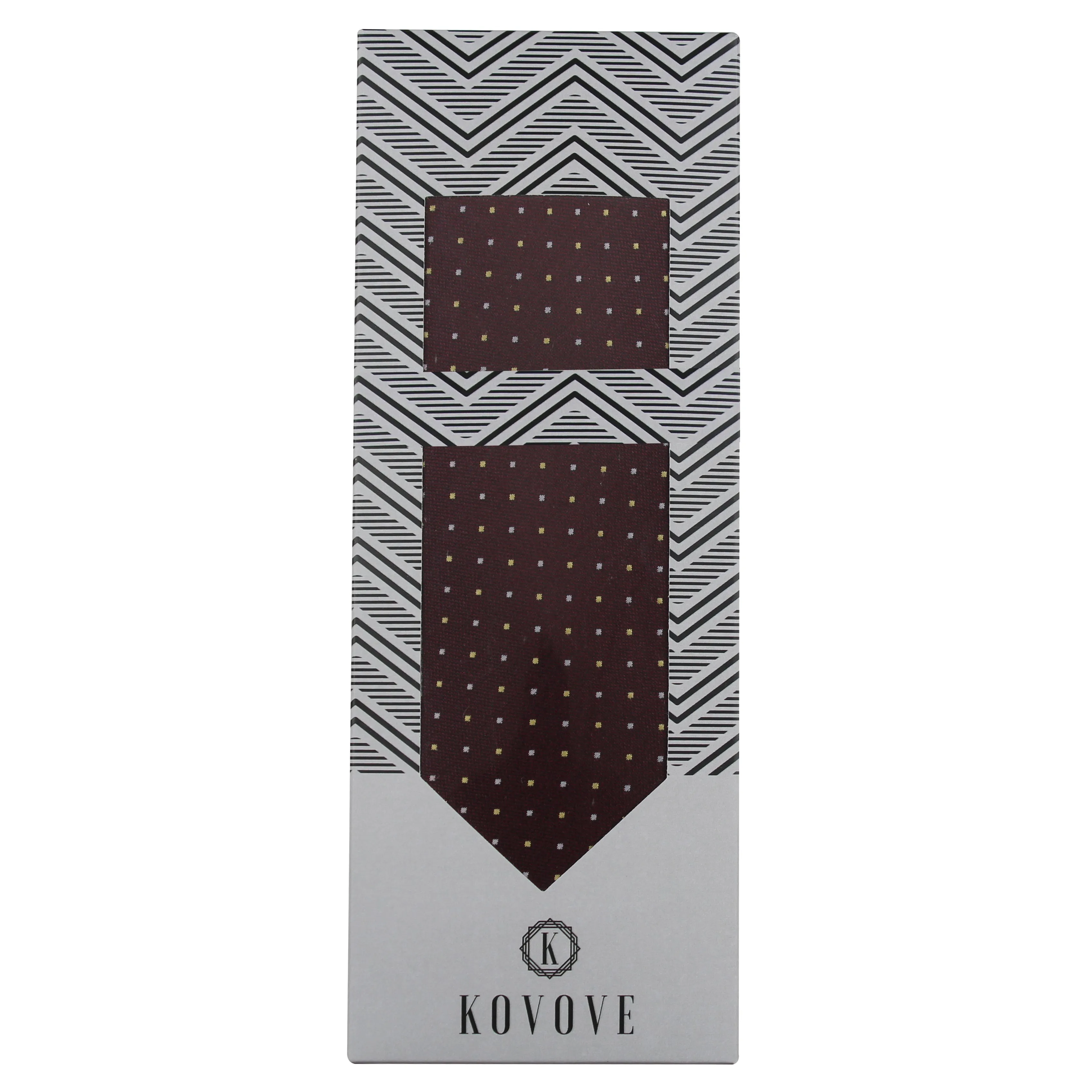 Kovove The Refreshing Twin Polka Dot  Maroon Necktie and Pocket Square Gift Box