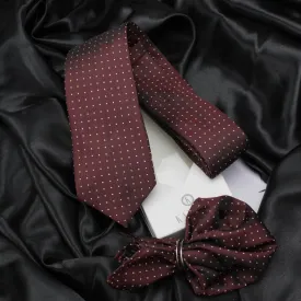 Kovove The Refreshing Twin Polka Dot  Maroon Necktie and Pocket Square Gift Box