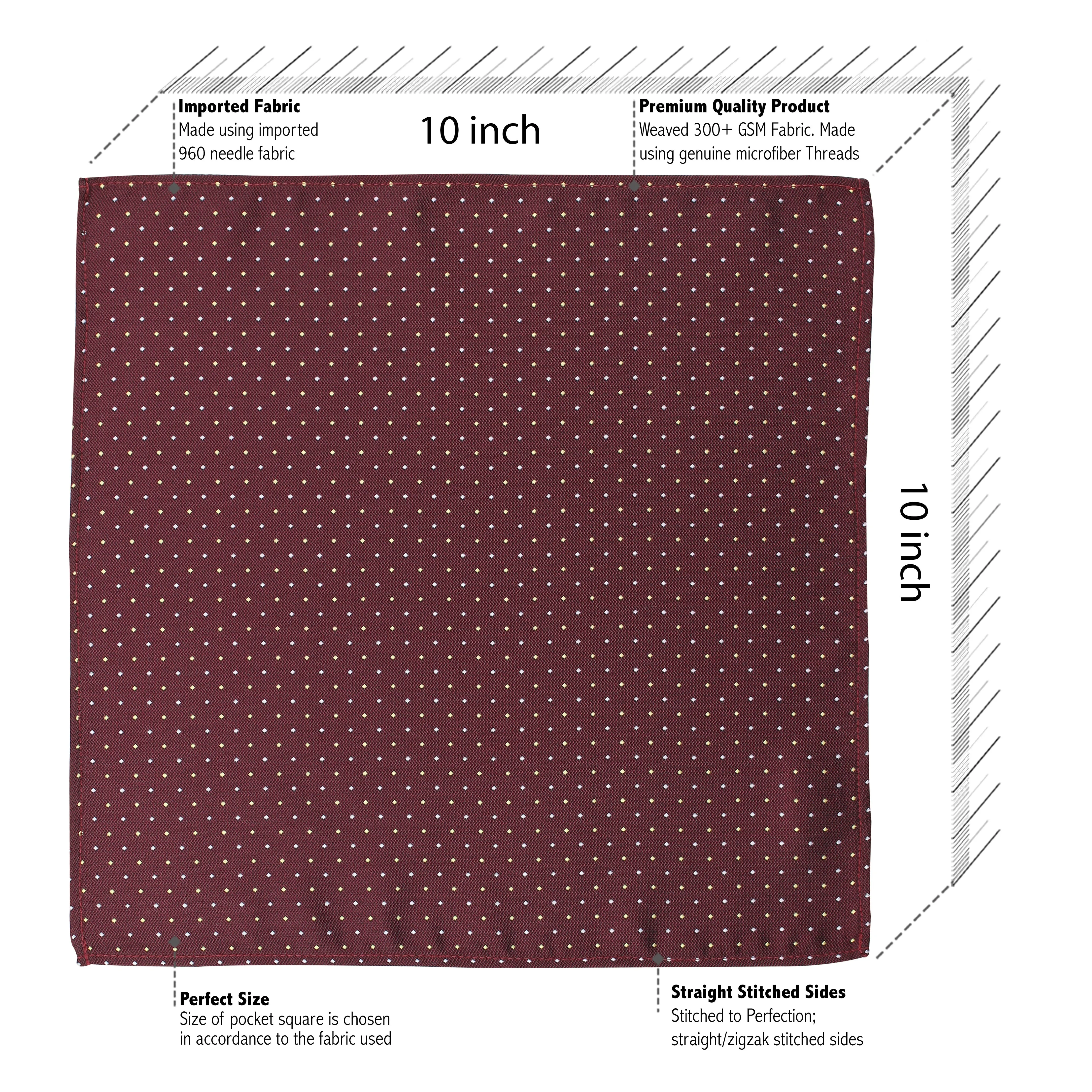 Kovove The Refreshing Twin Polka Dot  Maroon Necktie and Pocket Square Gift Box