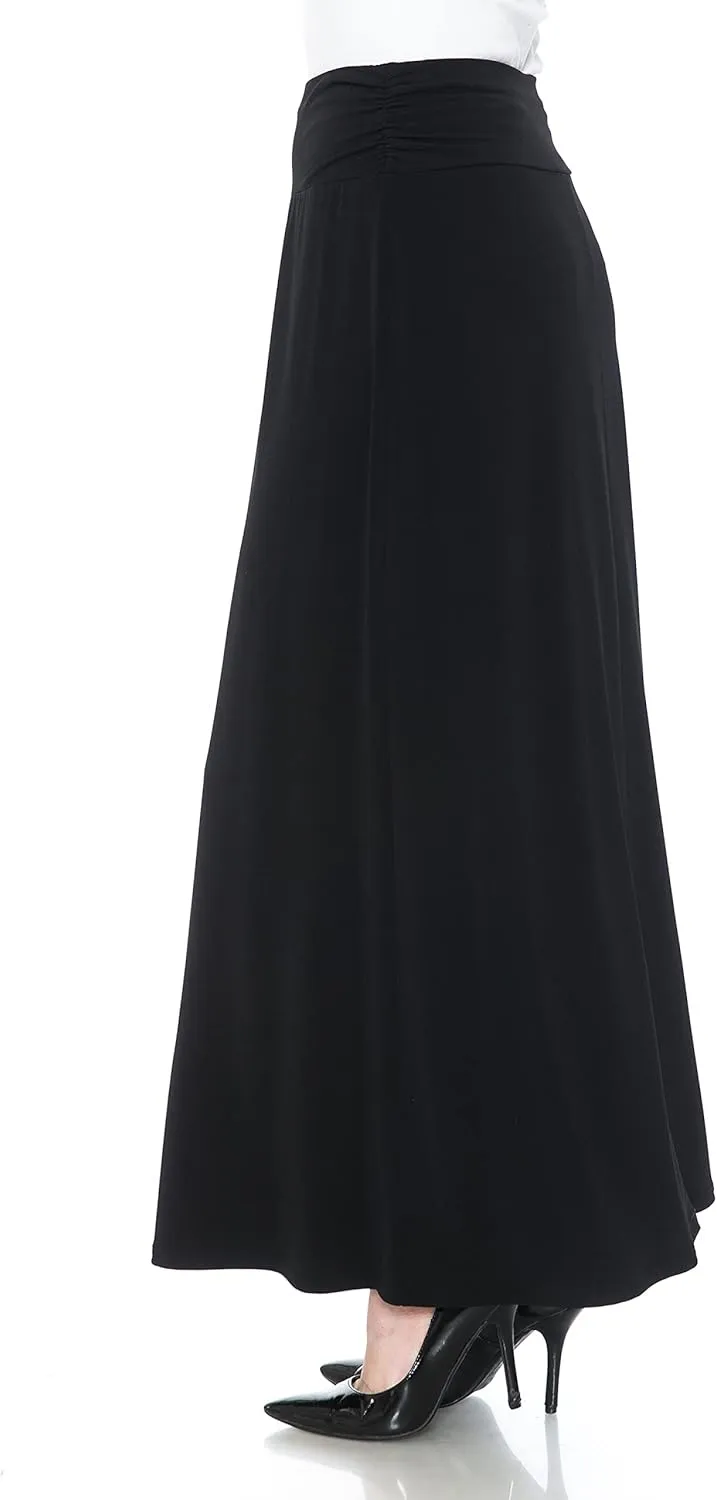 LEEBE Women and Plus Size Rushed Waist A-Line Casual Maxi Skirt (Small-5X)