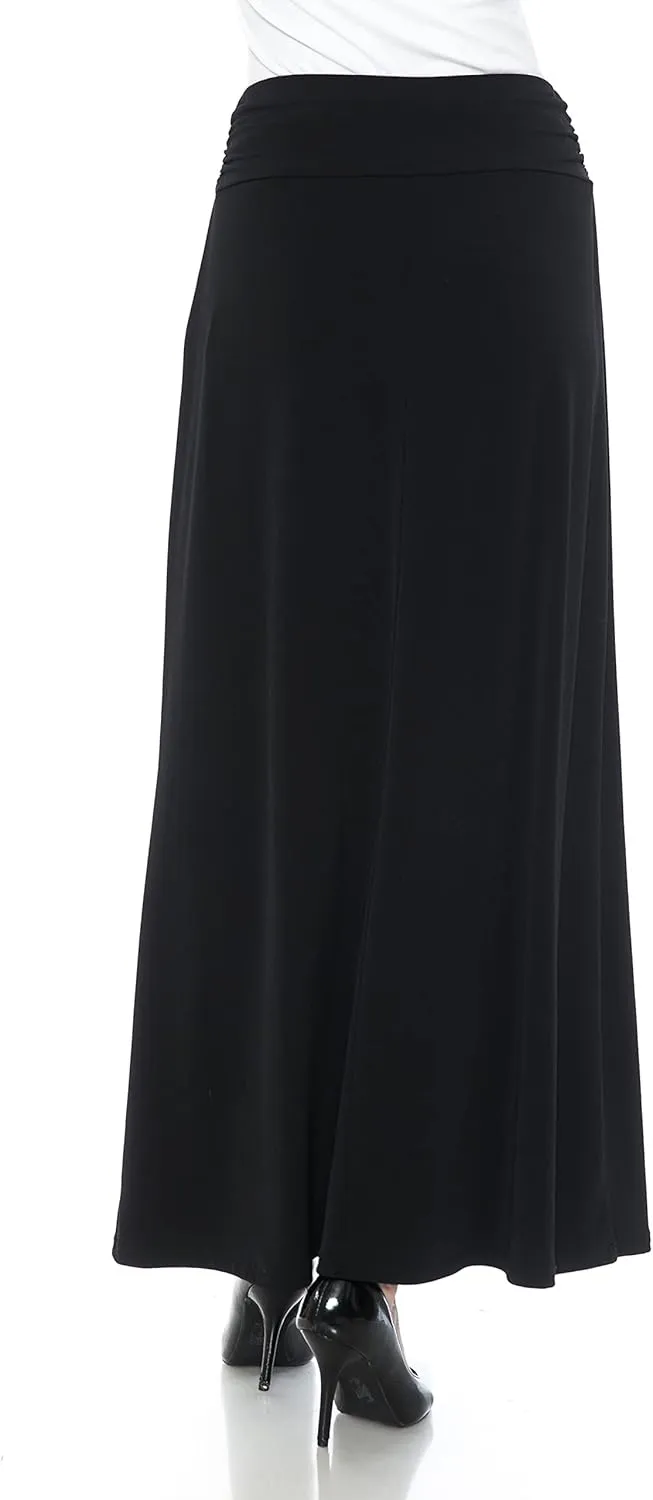 LEEBE Women and Plus Size Rushed Waist A-Line Casual Maxi Skirt (Small-5X)