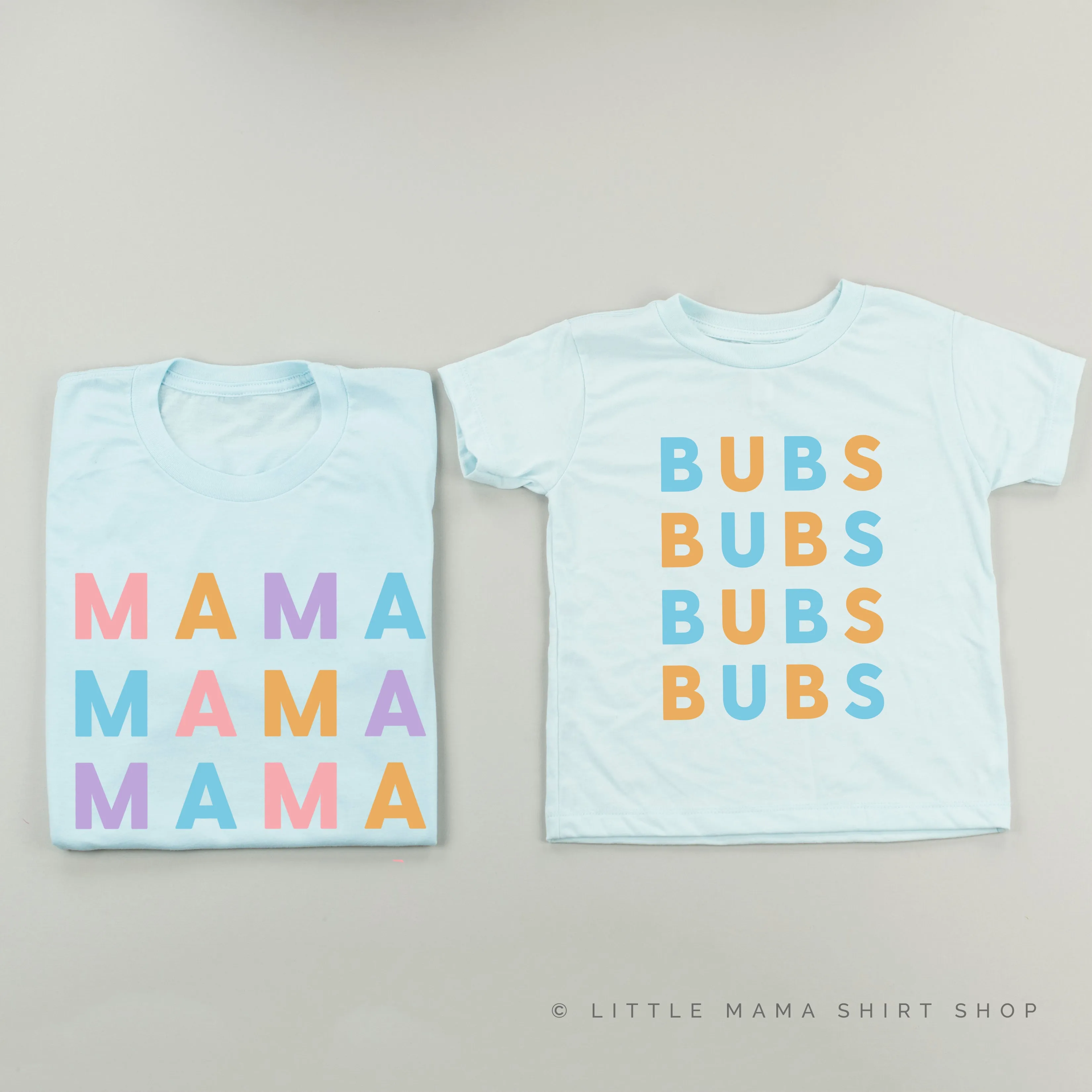 MAMA/BUBS x4 - PASTEL DESIGNS - Set of 2 Matching Shirts