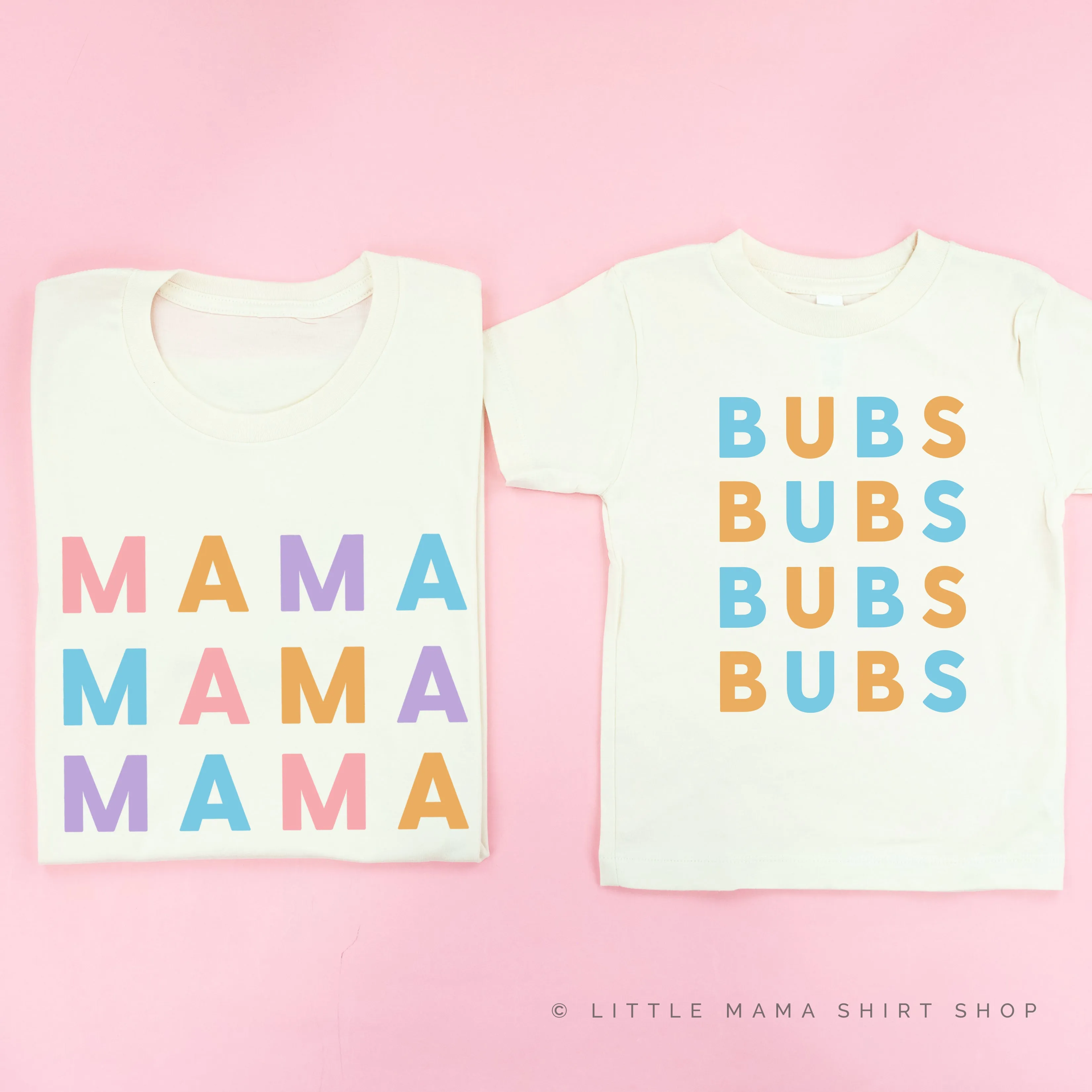 MAMA/BUBS x4 - PASTEL DESIGNS - Set of 2 Matching Shirts