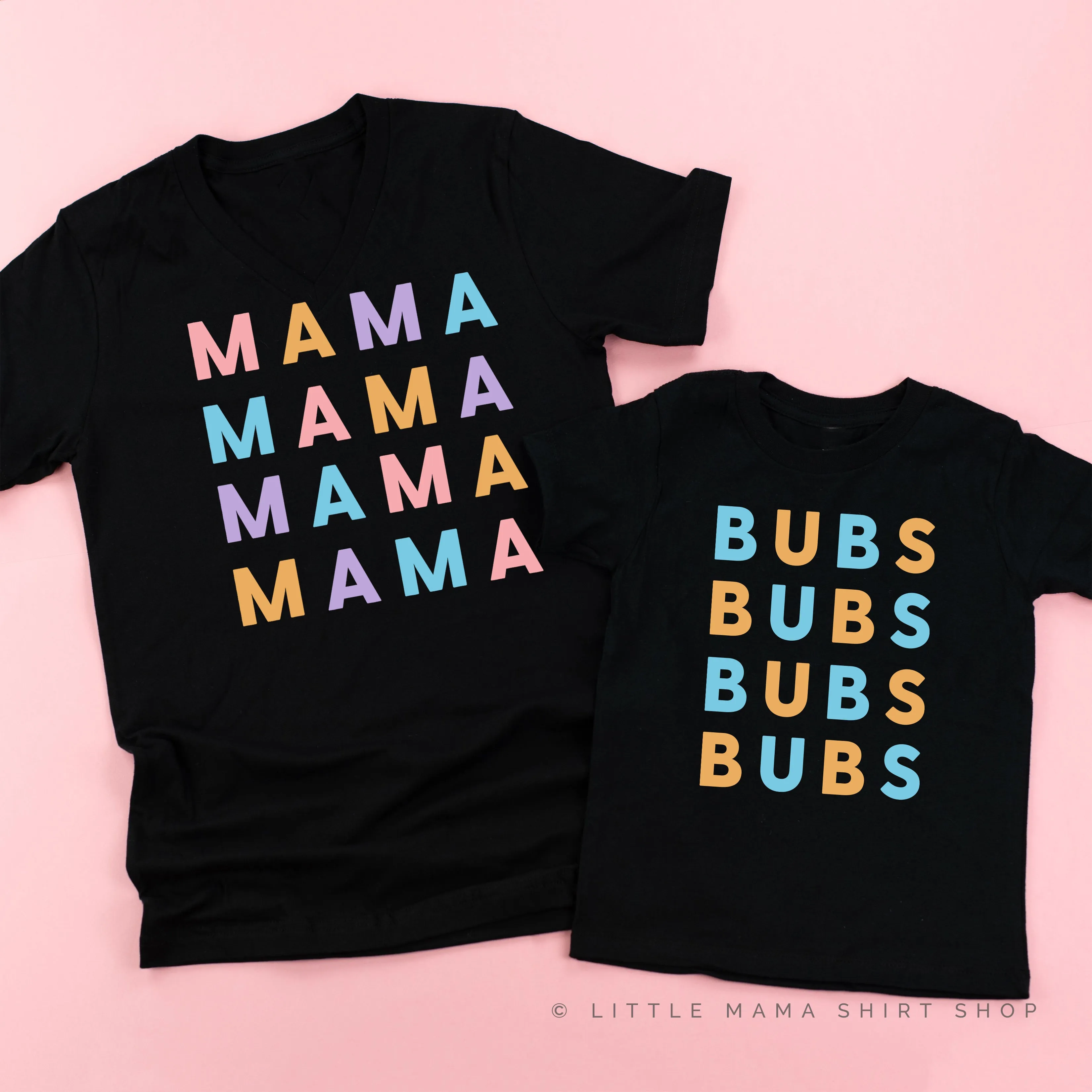 MAMA/BUBS x4 - PASTEL DESIGNS - Set of 2 Matching Shirts