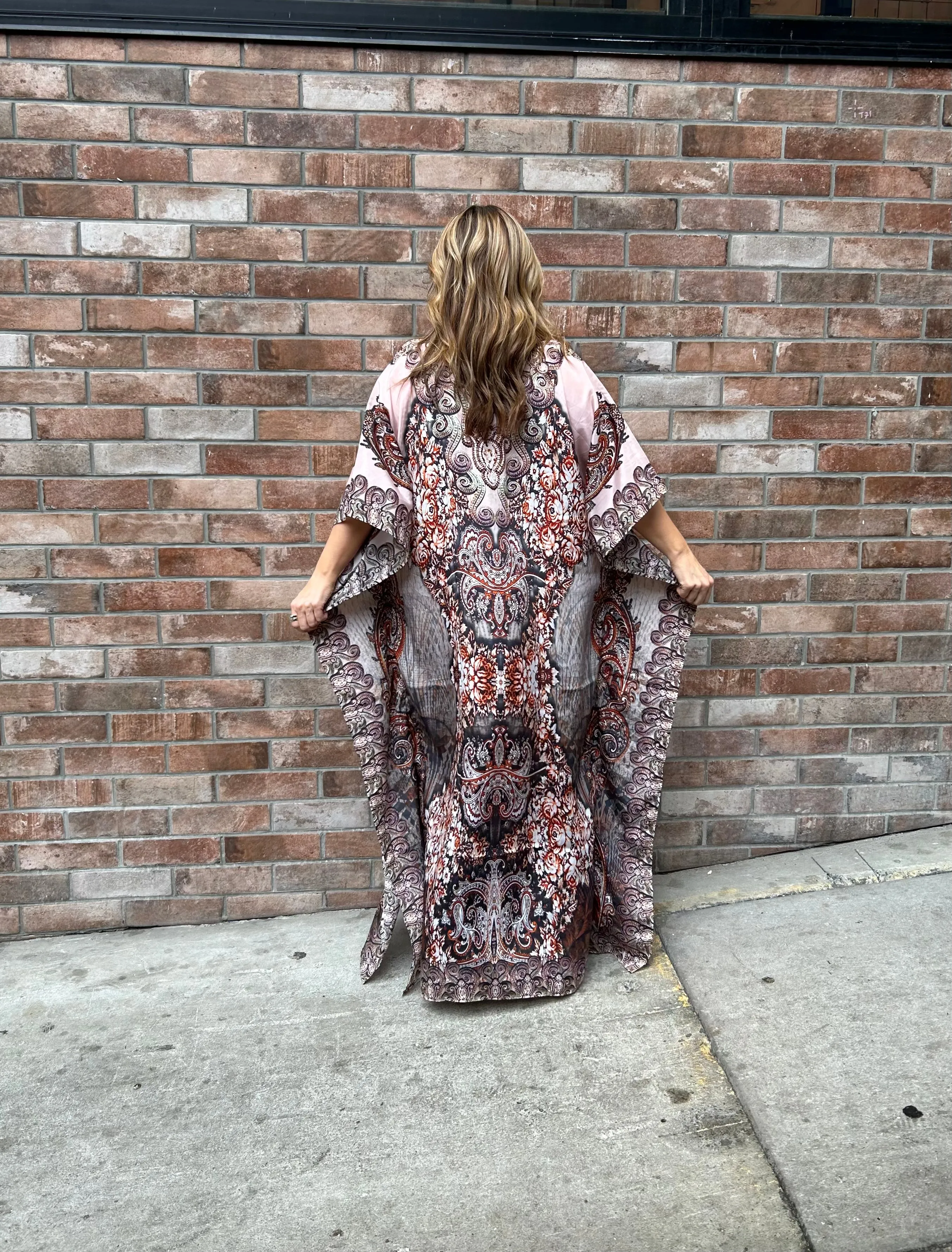 Maxi kaftan vintage pink