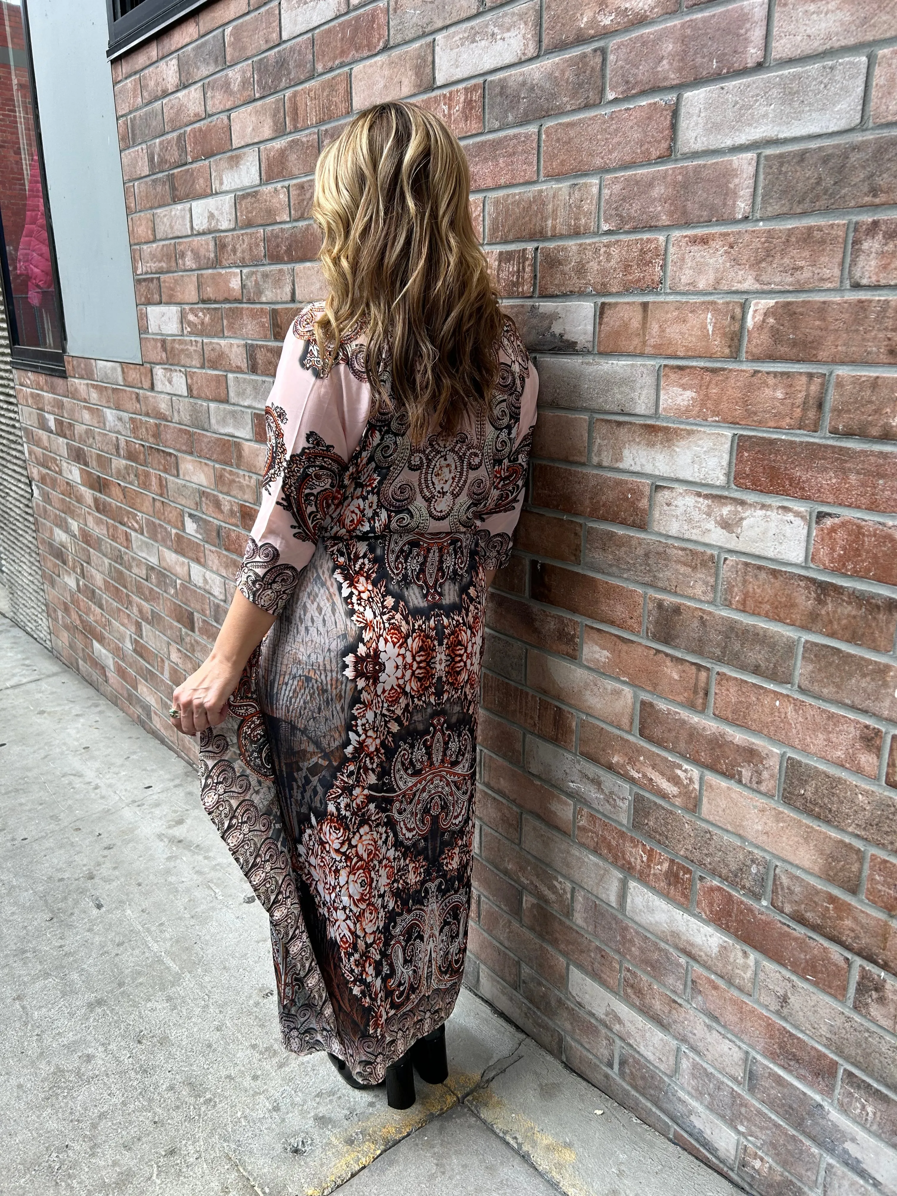Maxi kaftan vintage pink