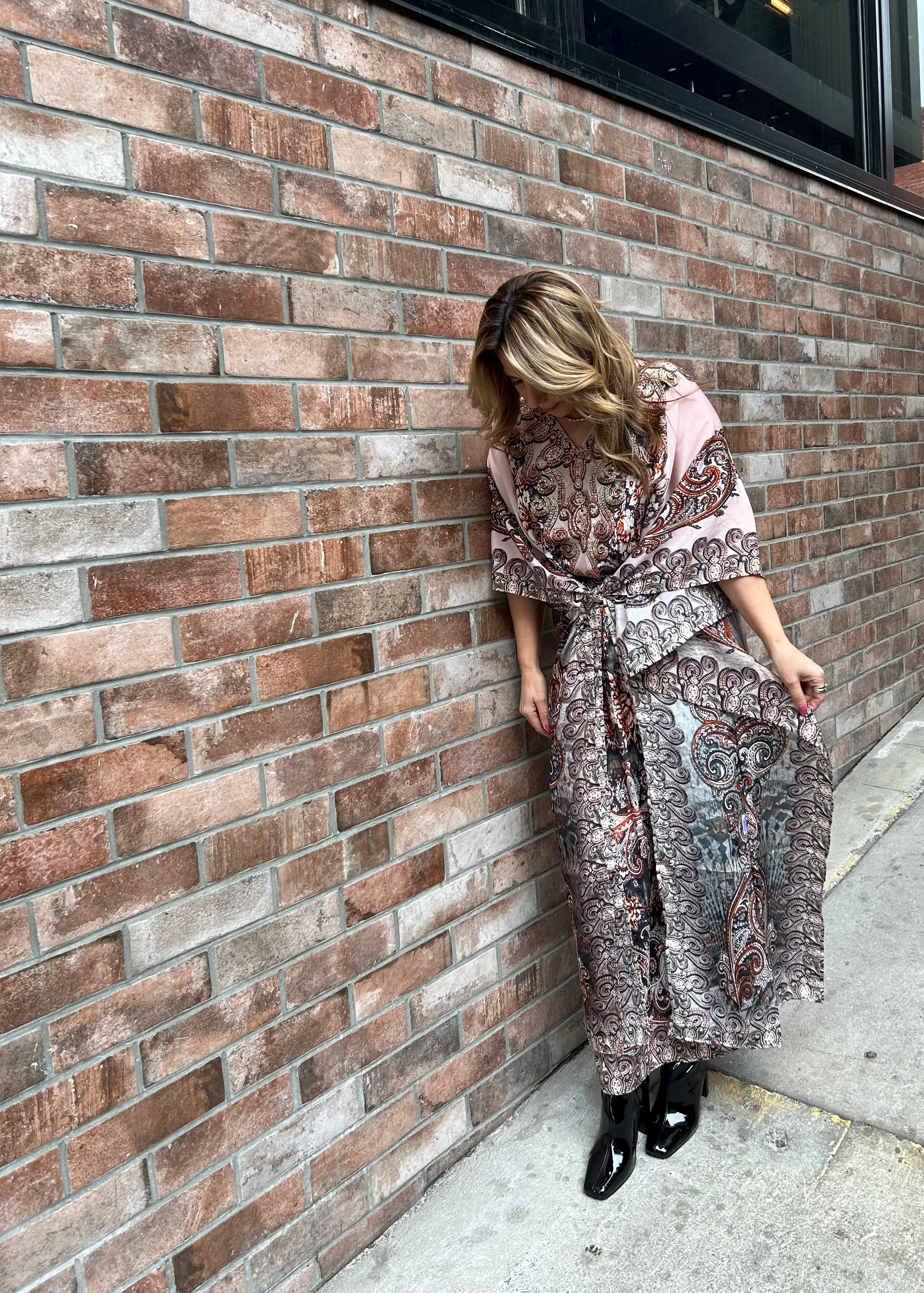 Maxi kaftan vintage pink